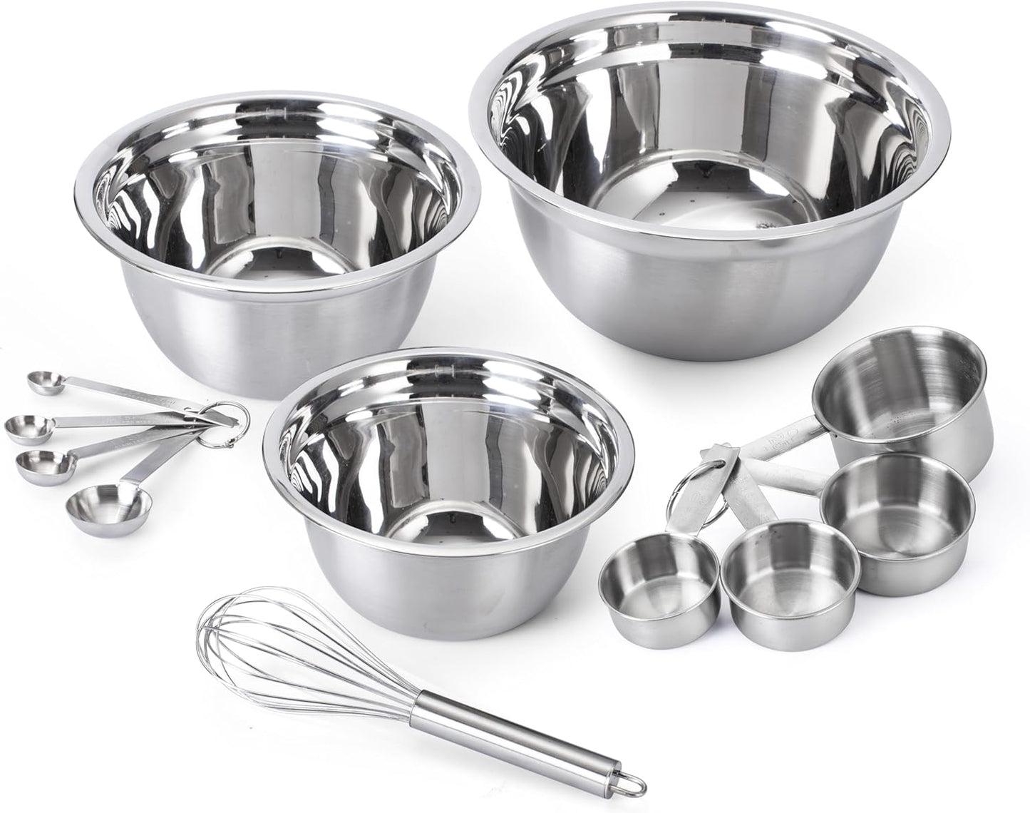 COOK WITH COLOR Stainless Steel Mixing Bowls Set - Nesting Bowls with Non-Slip Bottom and Easy-Grip Handles, Silver, 12 Pieces