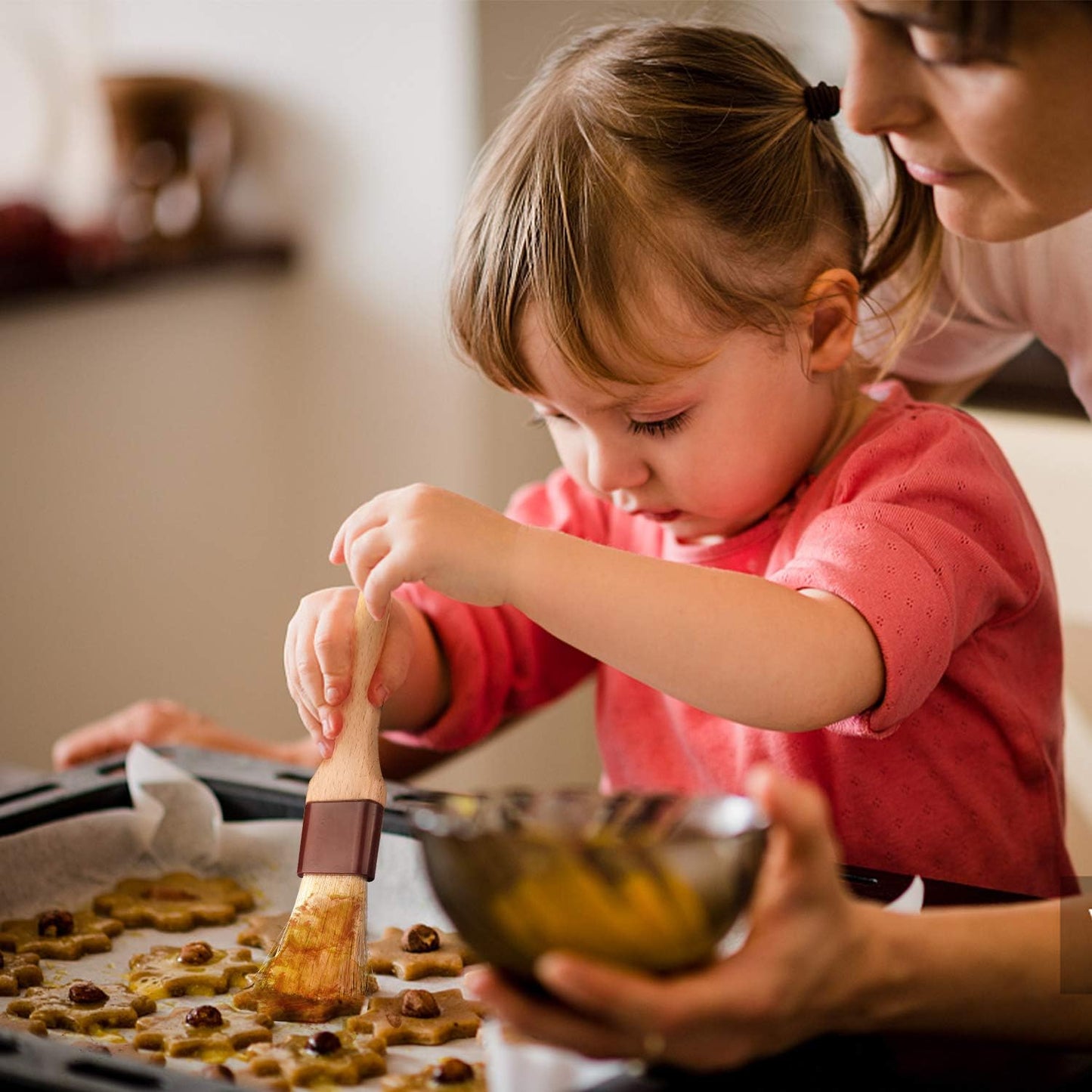 Pastry Brushes for Baking Basting Brush with Boar Bristles and Beech Hardwood Handles Culinary Oil Brush for Barbecue Butter Grill BBQ Sauce Baster Marinade Kitchen Food Cooking Brushes (1/1.5/2/3")