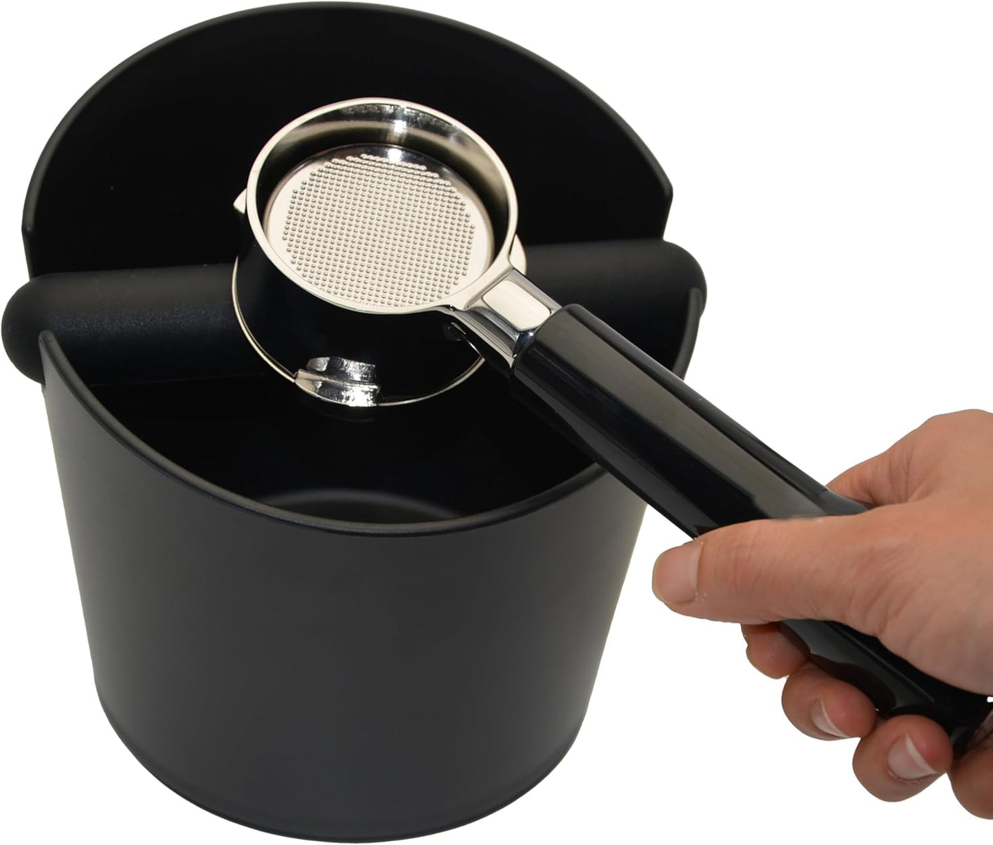 6.3 inch Large Espresso Knock Box Silicone coffee Tamper Mat Espresso Machine Accessories Set of 2 with Removable Knock Bar and Anti-Slip Base for Home Office Barista Tools for Bar Shop