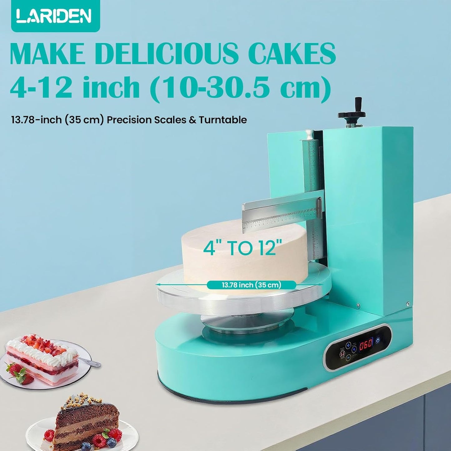 Cake Decorating Machine, Tabletop Cake Frosting Machine for 4-12inch Cakes, Cream Spreading Automatic Frosting Turntable with Graduated Scraper, for Cake Shops, Dessert Shops, Households