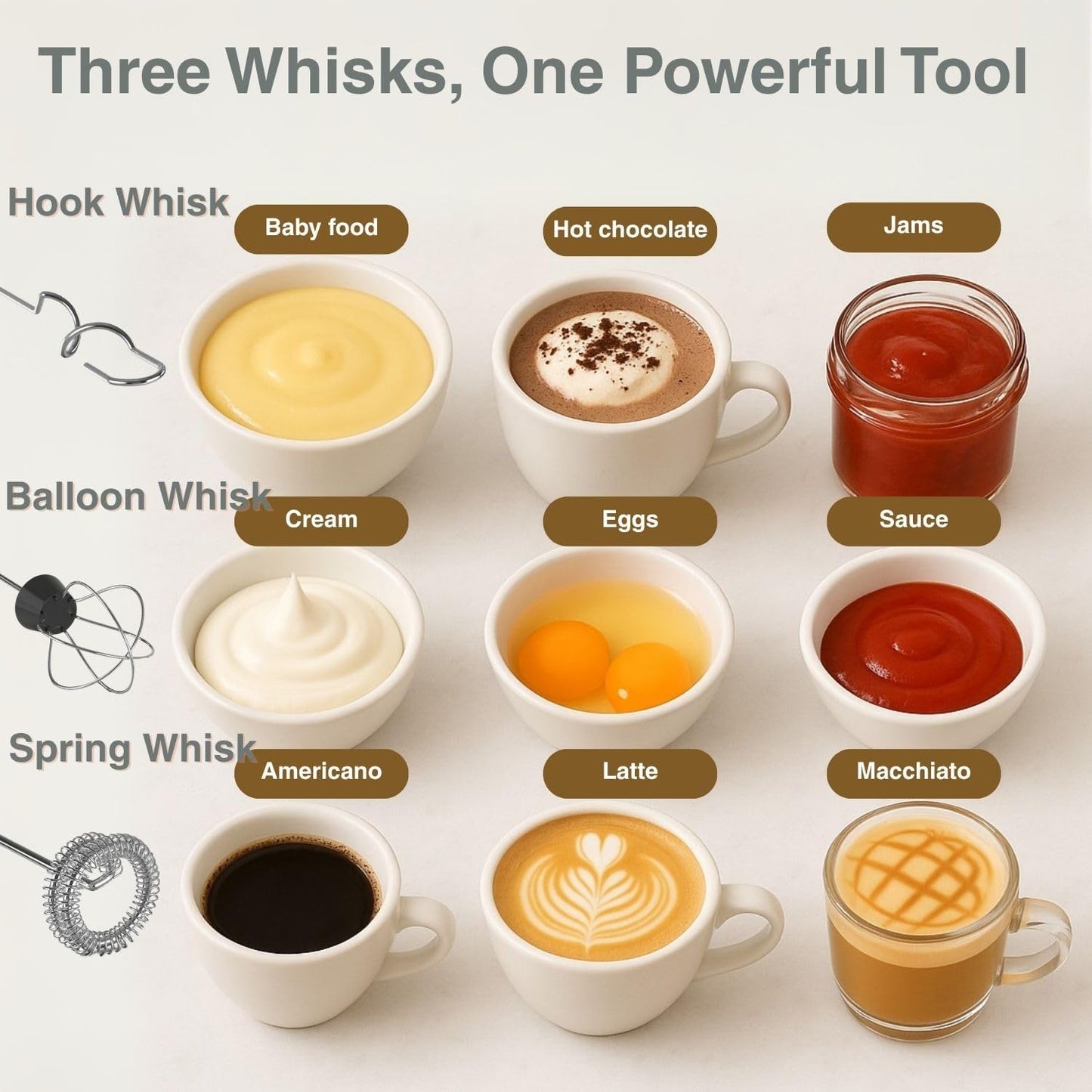 Rechargeable Milk Frother Handheld 3 Speed Coffee Foamer [3 Whisk] Electric Drink Mixer for Latte, Cappuccino, Coffee, Eggs, Hot Chocolate, Purple