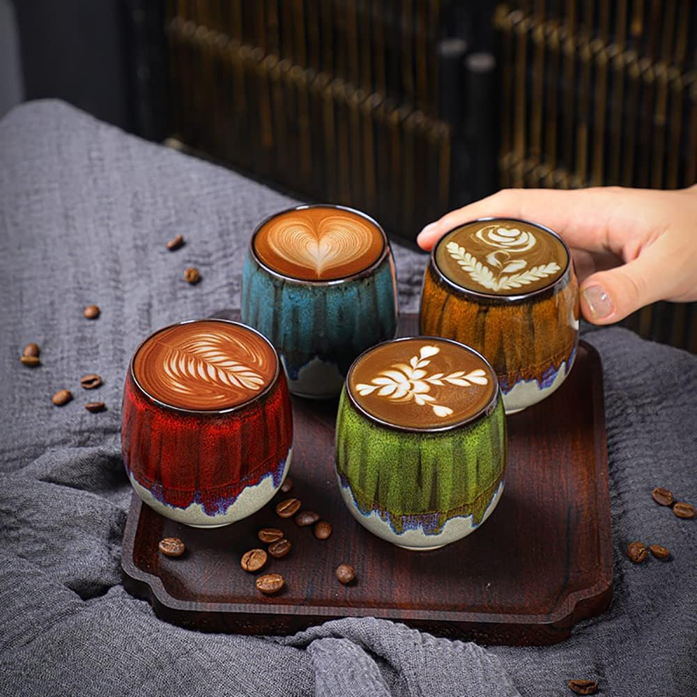 Espresso Cups Ceramic Cup Espresso Coffee Cup Small Tea Cups Tasting Cups Ceramic Mate Cup (2 x 3Oz, Brown)