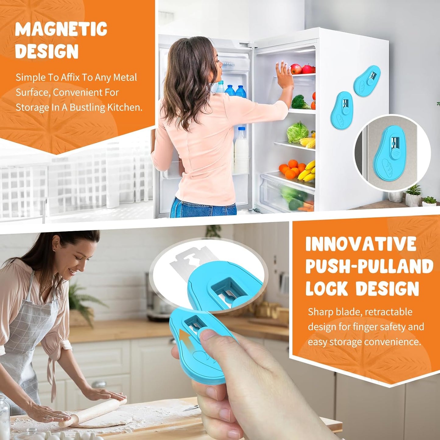 Extractable & Magnetic Bread Lame Dough Scoring Tool - Professional Sourdough Scoring Tool - Sourdough Bread Baking & Bread Scoring Tool - Scoring Patterns booklet & 5 Razor Blades (Blue)