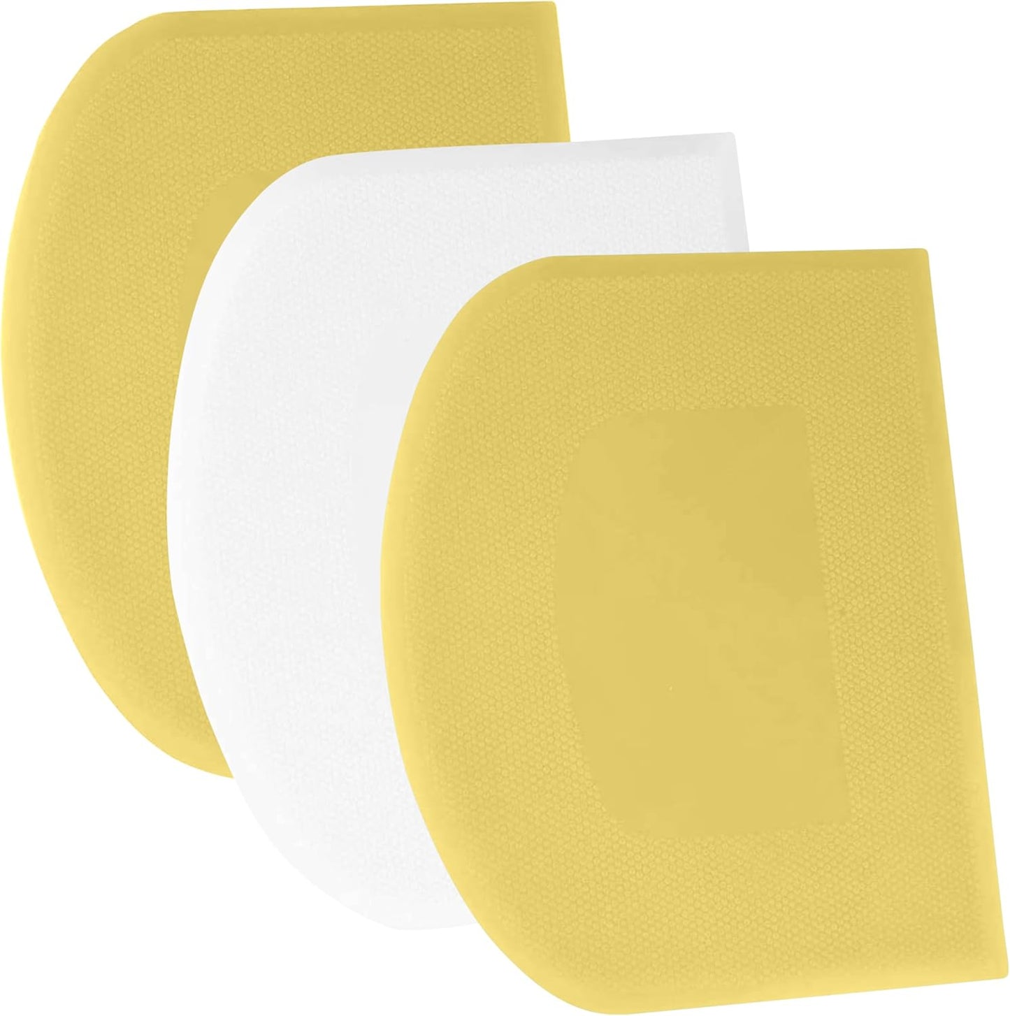SURDOCA Dough Scraper Bench Scraper - 3P 7.1x4.9" Plastic Flexible Bowl Scraper, Sharp Edge & Angles Cake Scraper. Non-Slip Bakeware Decorating Tools Sculpting & Modeling Tools - Yellow+White+Yellow