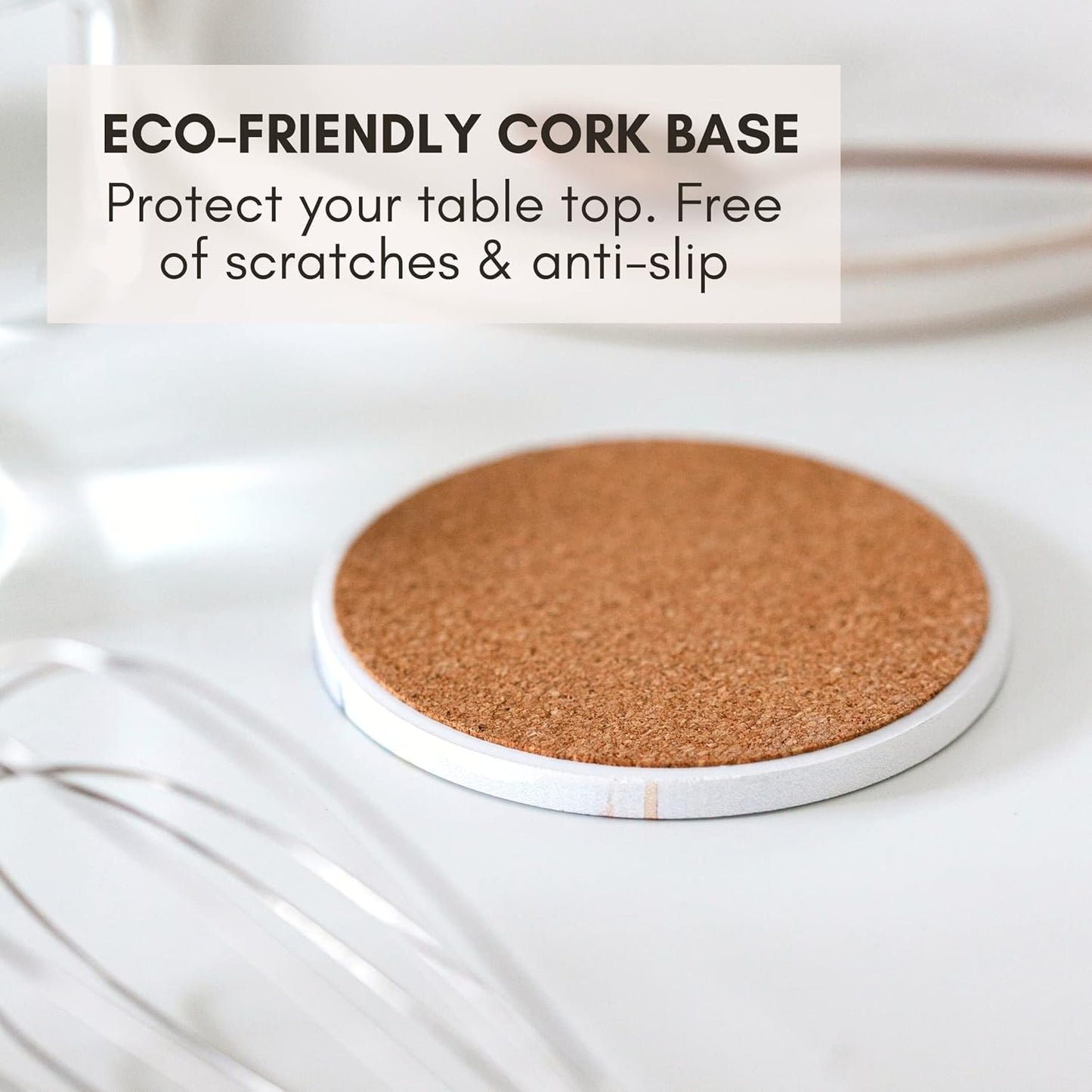 Green Terrazzo Drink Absorbent Coasters with Holder Set of 6, Ceramic Coaster for Drinks, Coffee Table Decor, Water Absorbing Stone Coaster for Drinks (Sage)