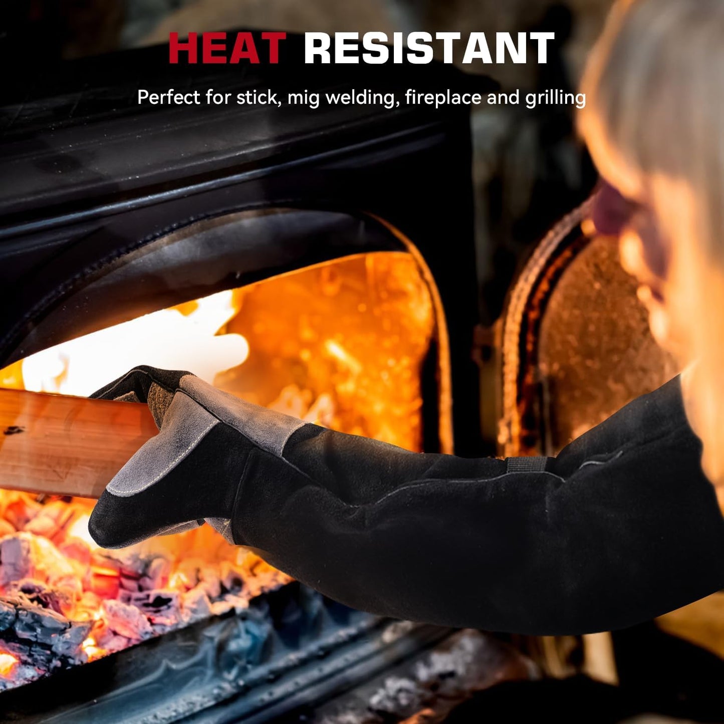 ARCCAPTAIN 24 inches Leather Welding Gloves - Bite Proof Animal Handling, Heat/Fire Resistant for Reptile, Dog, Falcon, Stick, Mig, Forge, Grill, Fireplace