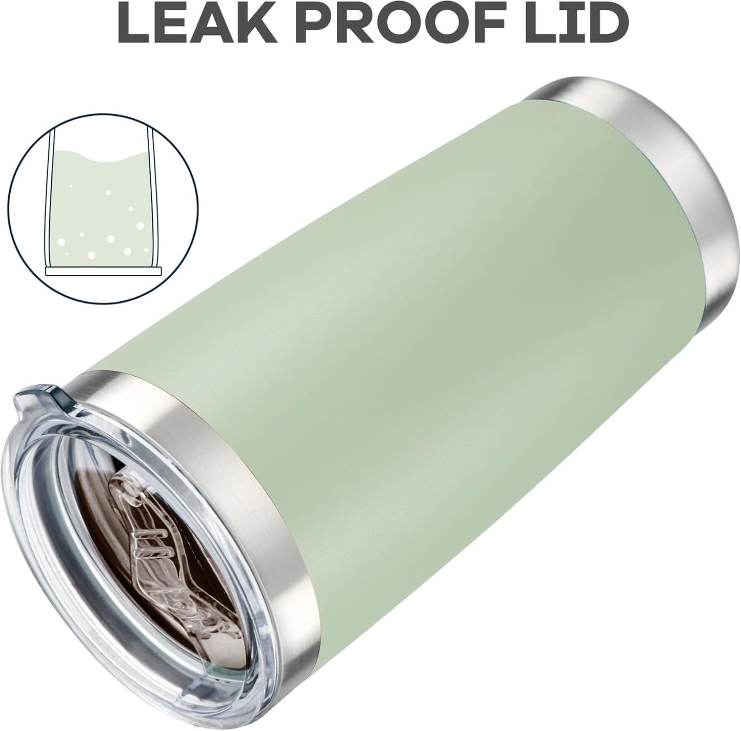 20 oz Tumbler with Lid Stainless Steel Insulated Tumblers Bulk Double Wall Vacuum Cups Powder Coated Travel Mug Keep Drink Cold and Hot, Sagebrush Green, 8 Pack