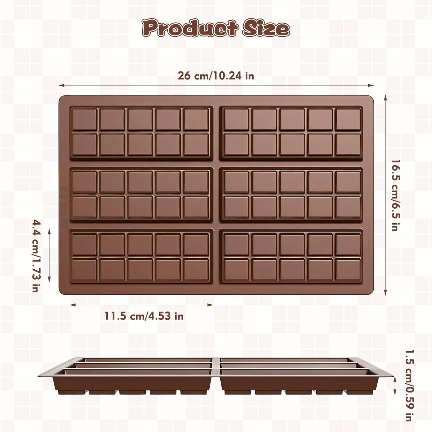 Chocolate Bar Mold, Silicone Dubai Chocolate Bar Mold, Non-Stick Chocolate Bar Molds, Deep Chocolate Bar Mold for Dubai Chocolate Bar Pistachio, Candy, Milk Chocolate Bar
