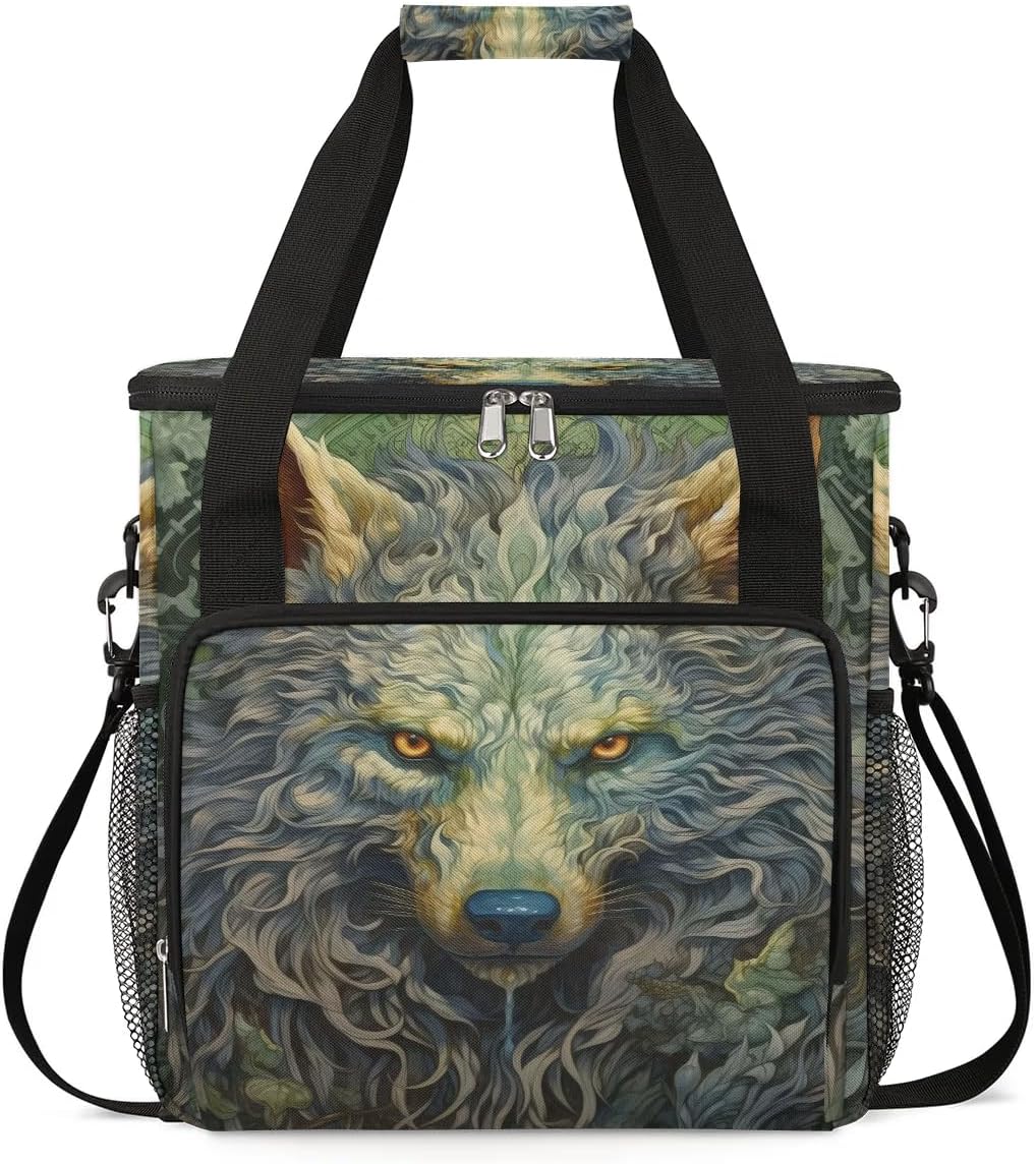 wolf animal vintage Coffee Maker Carring Bag Travel Carrying Storage Tote Bag Compatible with Keurig K-Mini or K-Mini Plus Portable Single Serve Coffee Brewer Case with Pockets for K-cup Pods