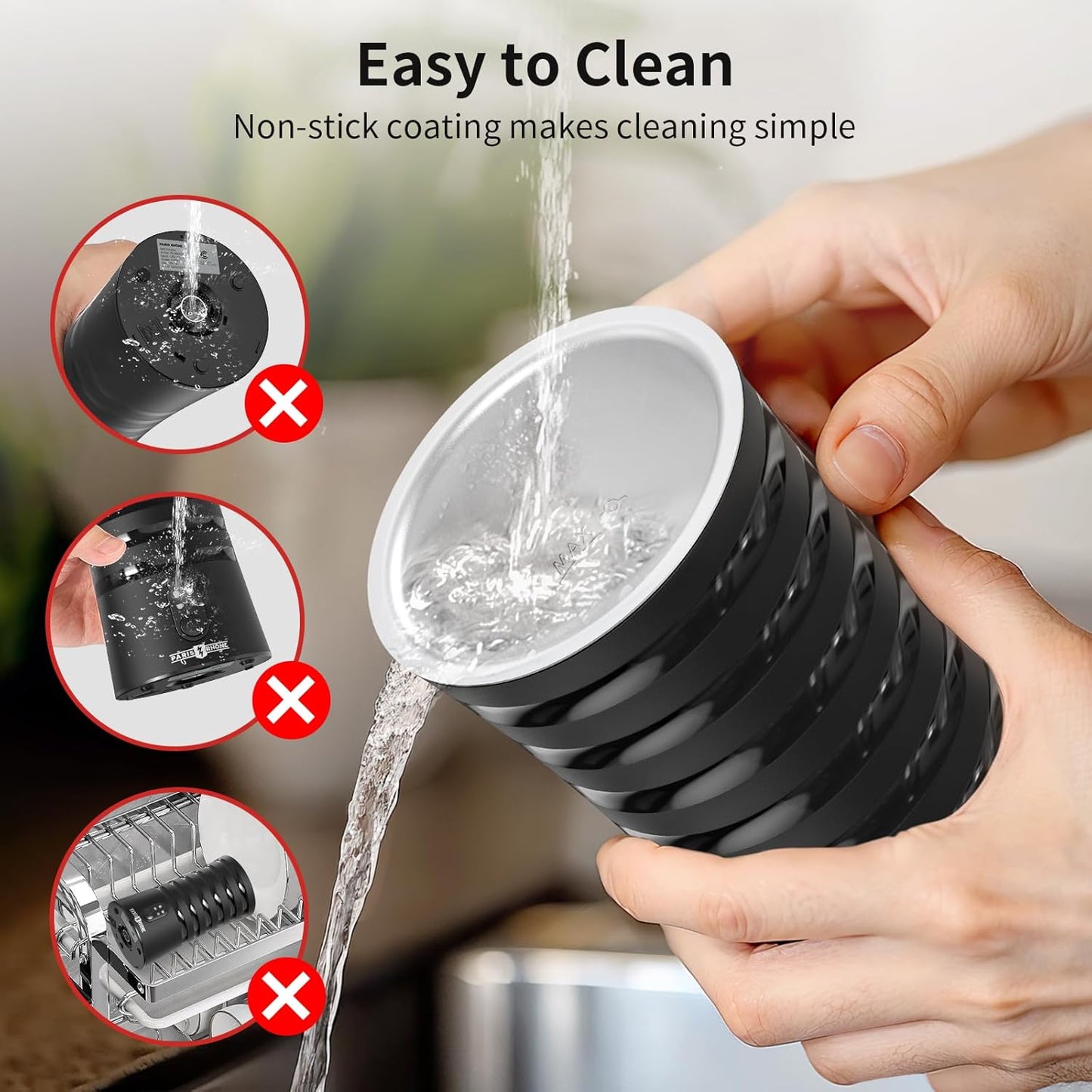 Paris Rhône Milk Frother, 4-in-1 Milk Steamer and Frother, Hot & Cold Foam Milk Warmer with Temperature Control, Auto Shut-Off Frothers for Coffee, Latte, Cappuccino, Macchiato