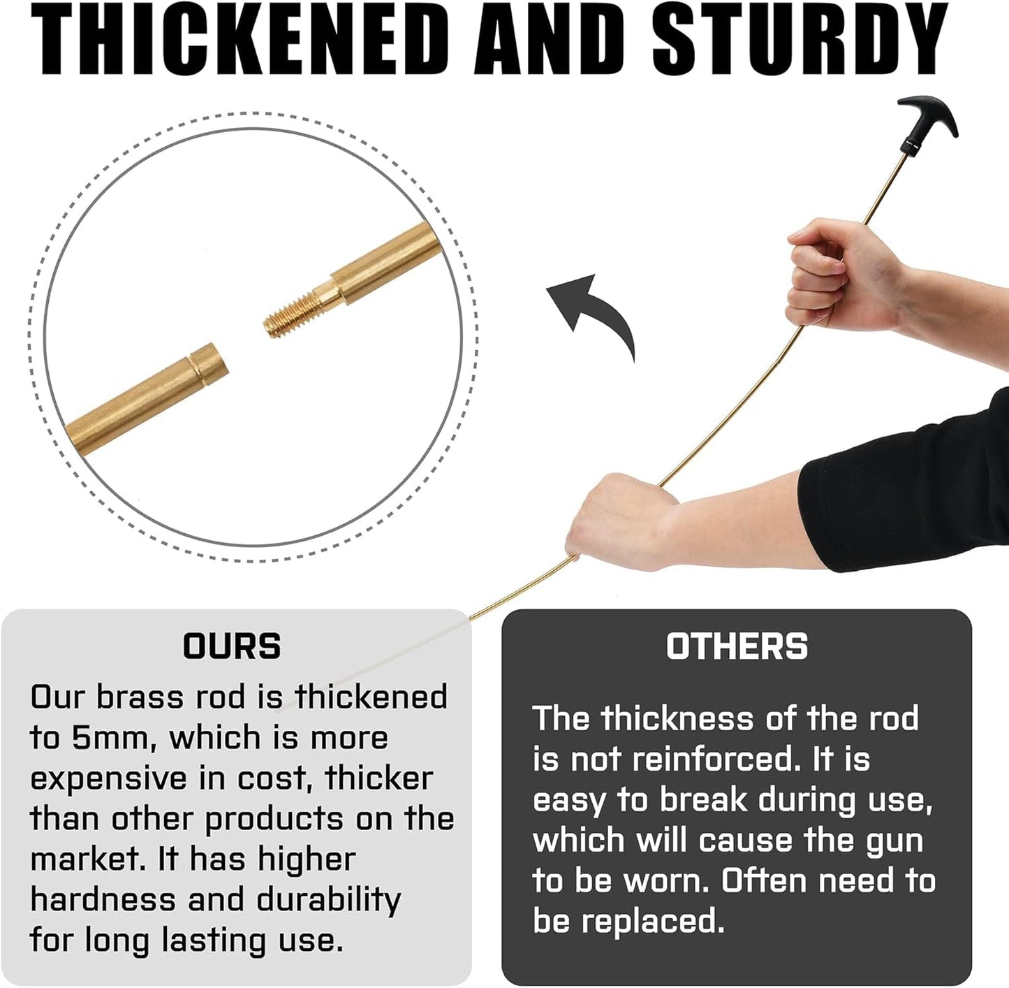 GLORYFIRE Gun Cleaning Kit Universal for Guns, Gun Brushes for Pistol, Handgun, Shotgun, Elite Brass Rods and Wire Rope, Hunting Gear Gun Accessories for Men