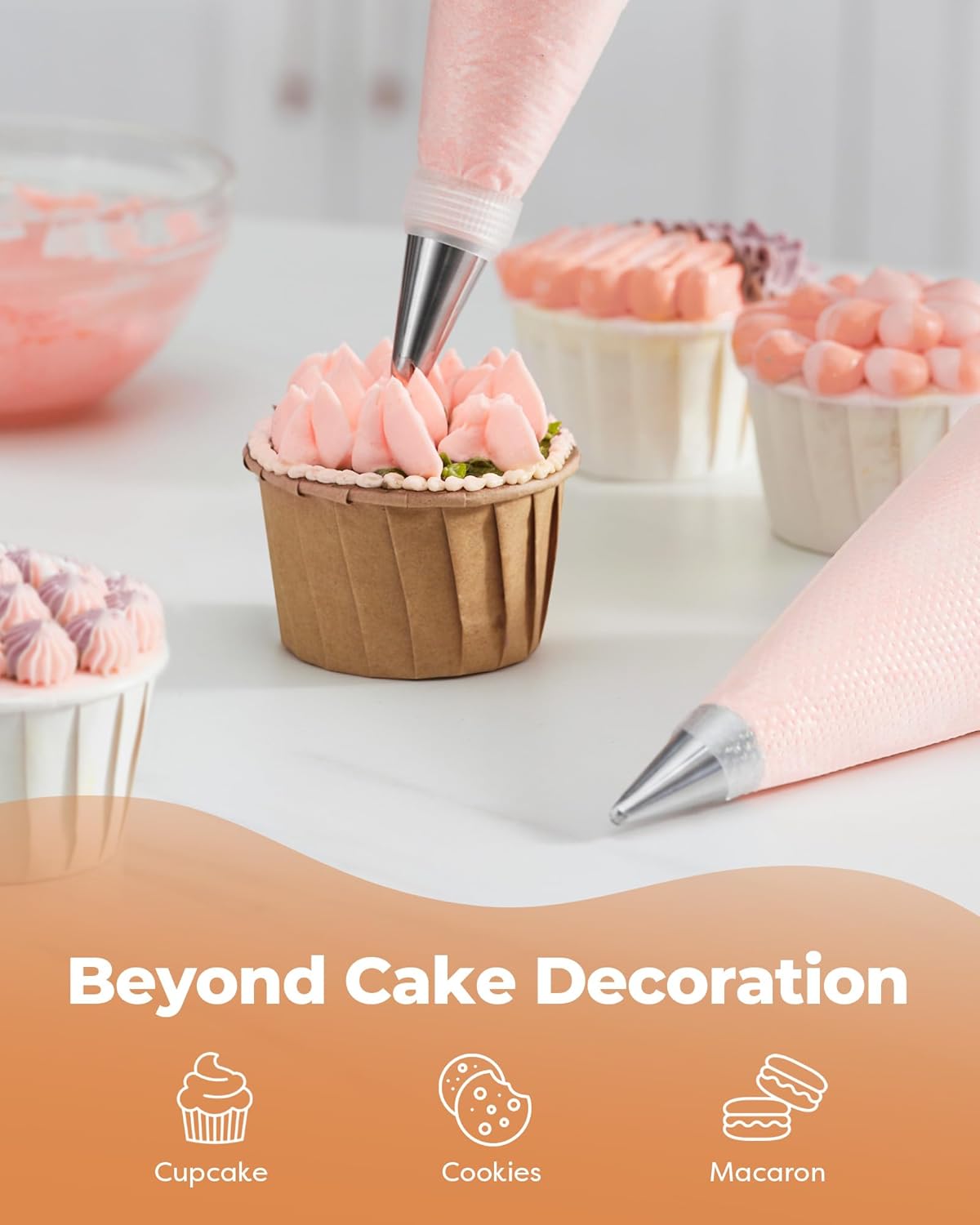 Kootek 140Pcs Icing Piping Bags and Tips Set, Frosting Piping Kit with 78 Numbered Icing Tips, 7 Russian Tip, 42 Pastry Bags 12 Inch, 5 Couplers, 4 Bag Ties for Cake Decorating, Cupcake, Baking