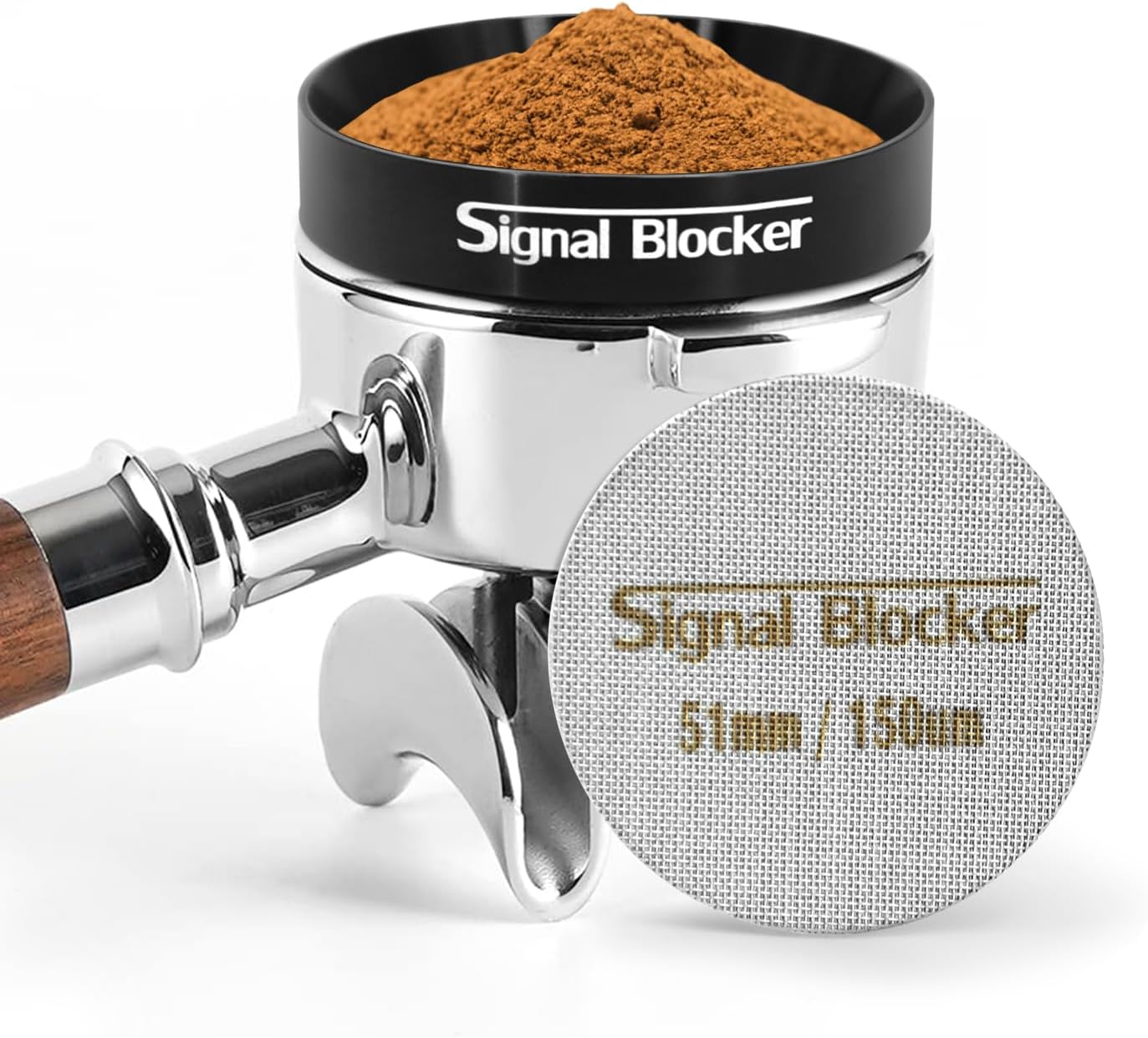 51mm Espresso Dosing Funnel & 51mm Puck Screen for Breville: Magnetic Coffee Dosing Ring Aluminium Metal - Reusable 1.7mm Thickness 150μm Puck Screen 316 Stainless Steel | Fits 51mm Portafilter