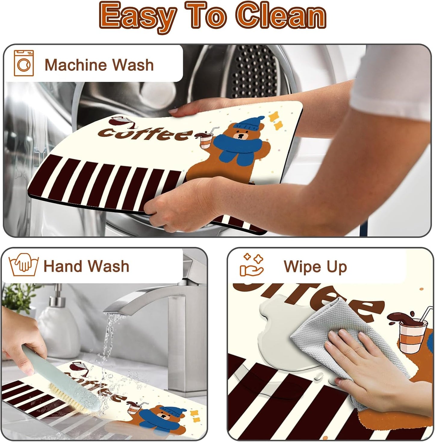 Coffee Maker Mat for Countertops, 12" X 20" Absorbent Dish Drying Mat for Kitchen Counter, Easy to Clean Kitchen Drying Matt Rubber Backing, Fit Under Coffee Espresso Machine Pot Dish Rack