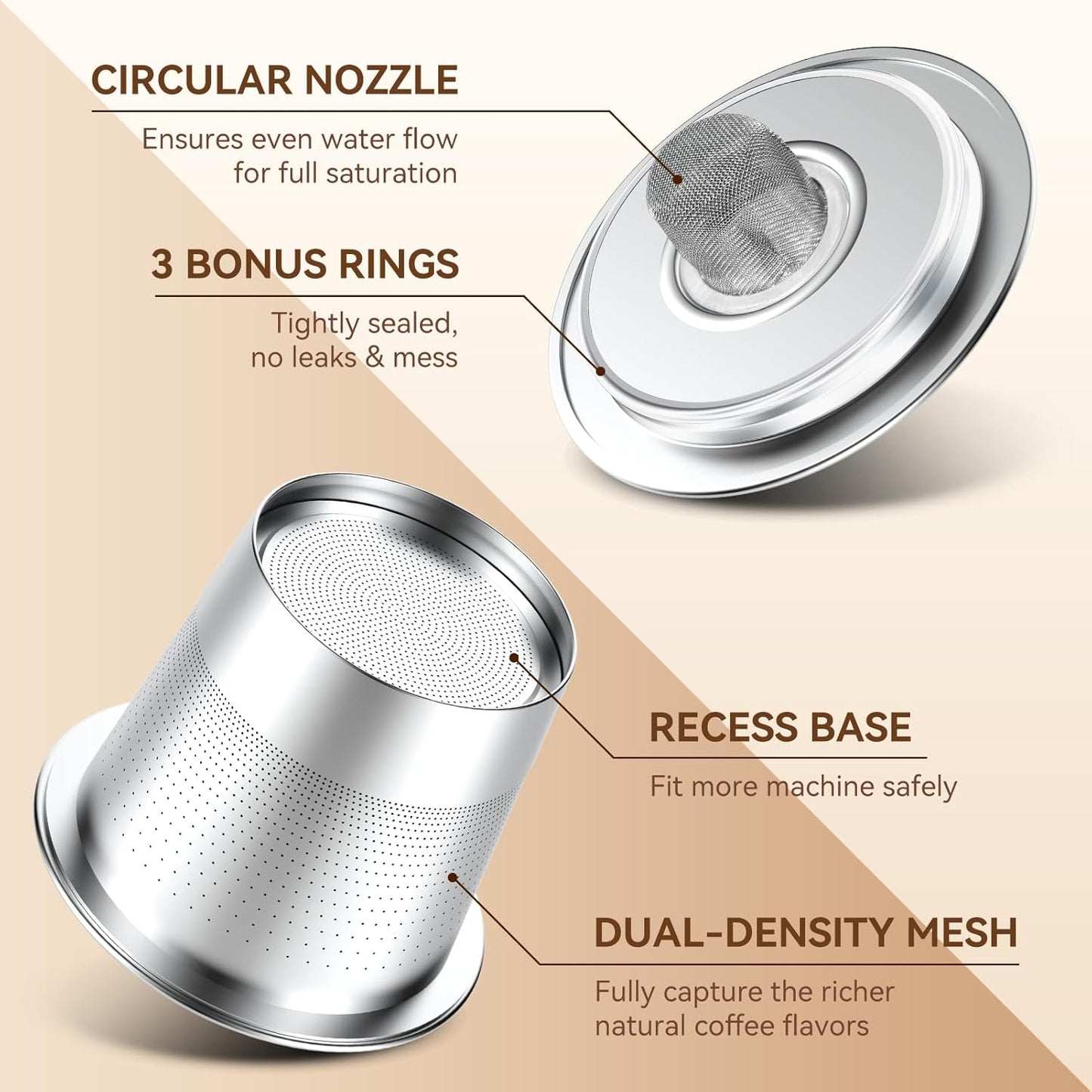 CAPMESSO Reusable Coffee Pods for Keurig 1.0: Stainless Steel Refillable K Cup - Reusable Coffee Filter for Keurig 1.0 Coffee Maker, Permanent (4 Reusable k cups for Keurig 1.0)