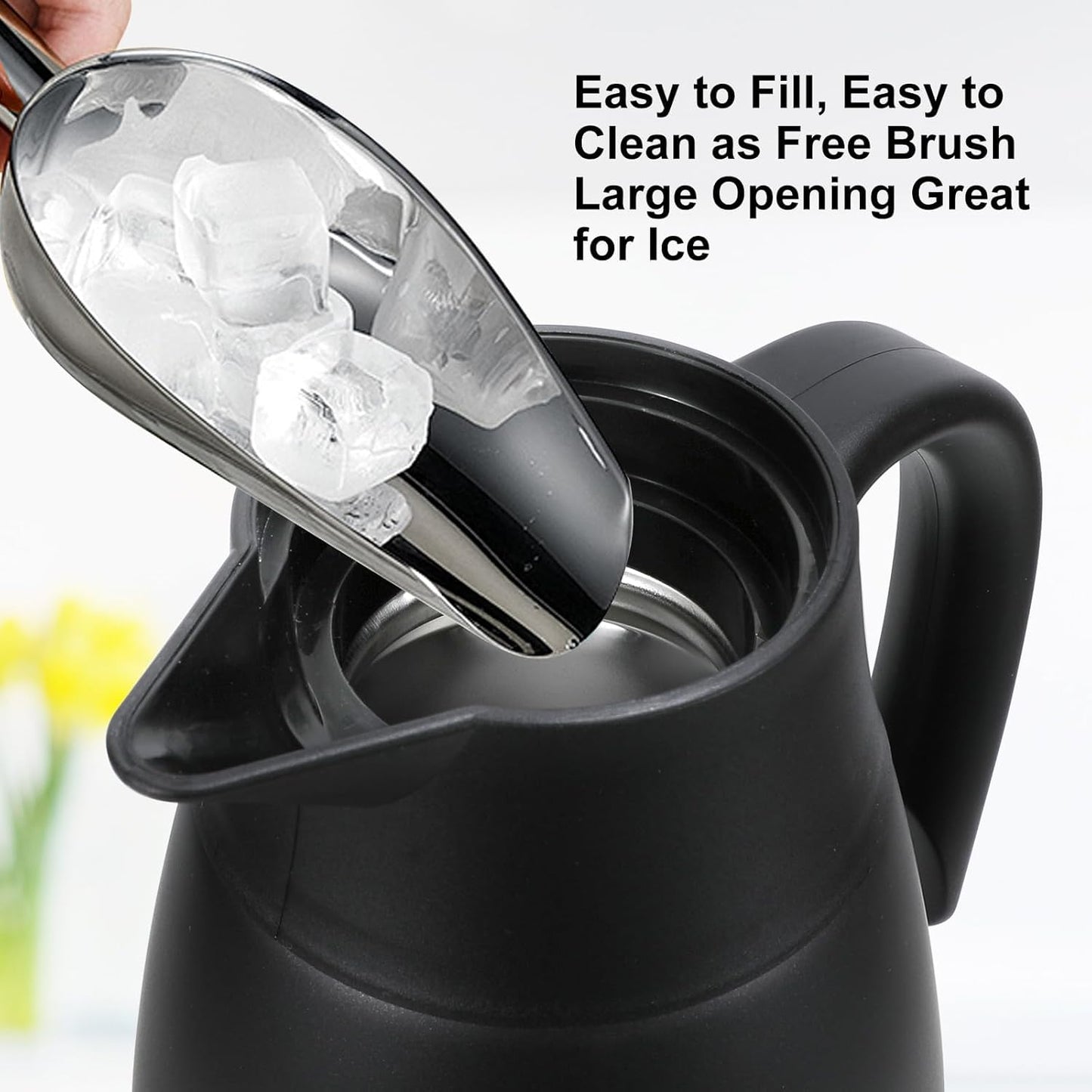 70 oz Thermal Coffee Carafe, Updated 2 PCS Insulated Stainless Steel Coffee Carafes for Keeping Hot Coffee & Water Hot Beverage-12Hours, Double Walled Vacuum Coffee Carafe(Black+Red)