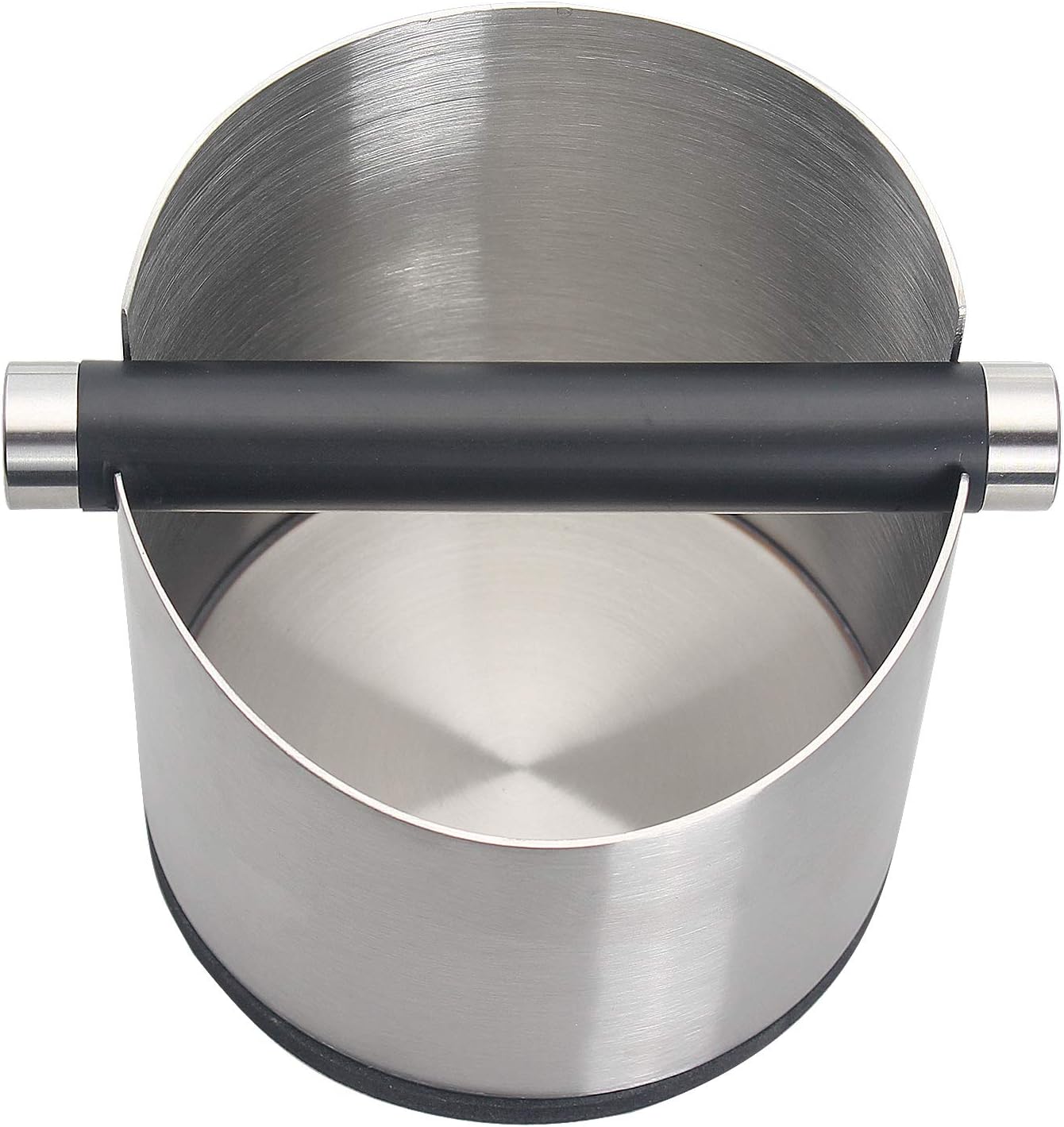Espresso Knock Box, Stainless Steel Coffee Grounds Knock Box, With Removable Knock Bar and Non-Slip Rubber Base (Silver)