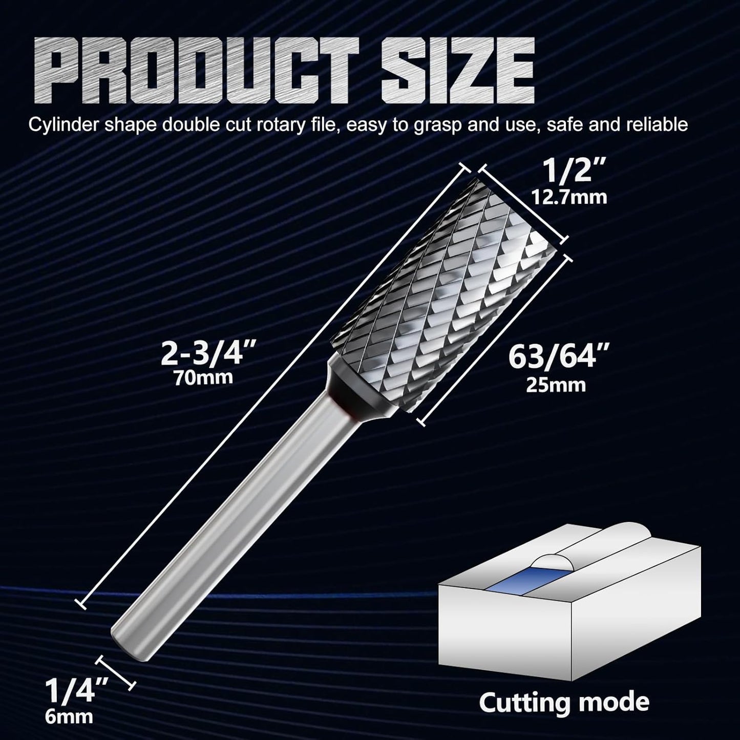 CATITO Cylinder Die Grinder Bit, Cut Carbide Rotary Burr for Steel, Wood and Metal Working, Engraving, polishing and Cleaning
