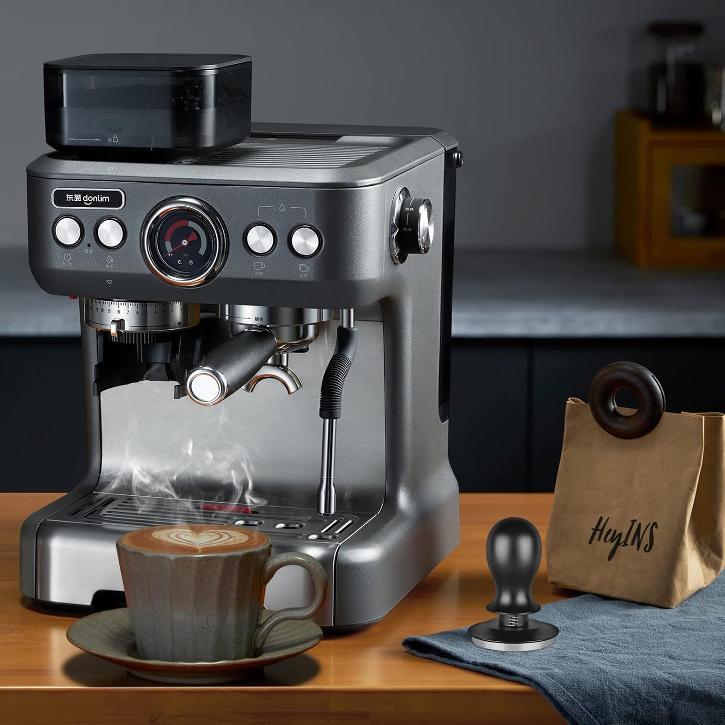 Calibrated Spring Loaded Coffee Tamper for Espresso Machine - Essential Espresso Tool for Perfect Tamping Results - Fits Portafilter Baskets(53mm, Black)