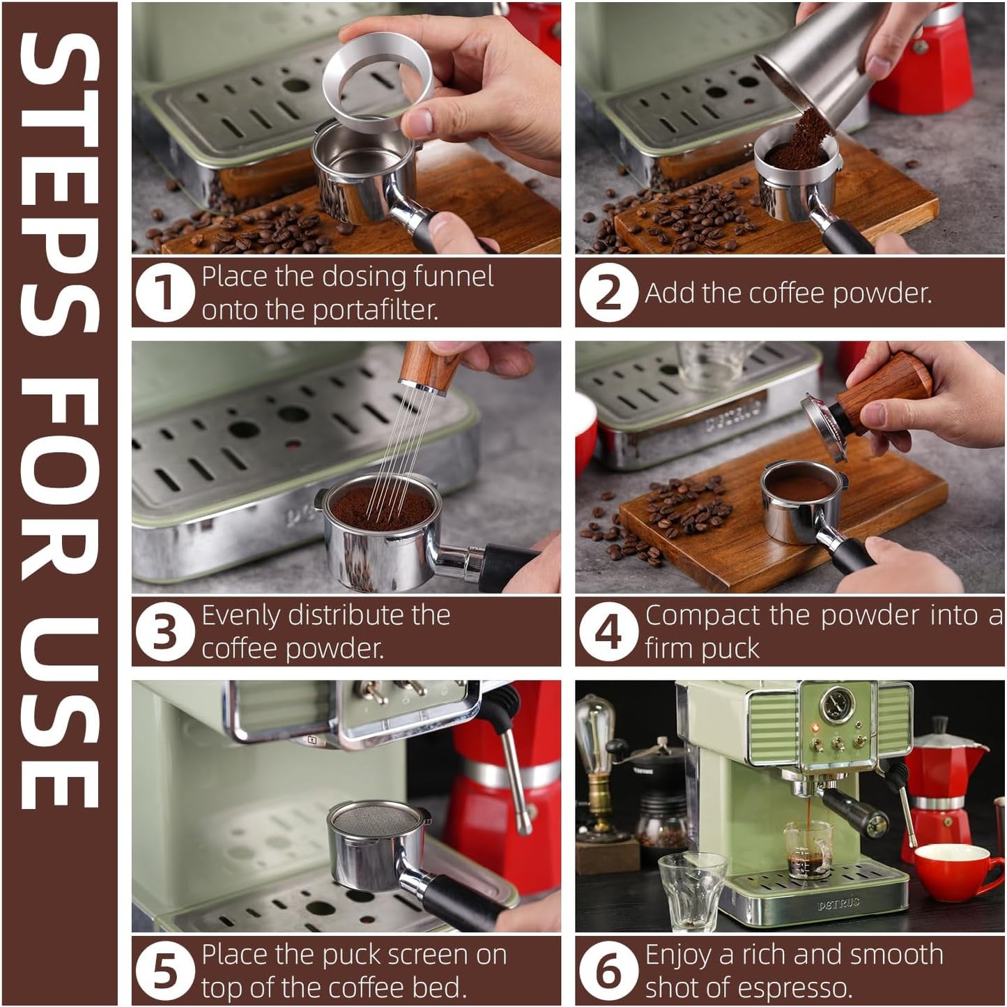 51mm Espresso Accessories Kit,Spring Loaded Calibrated Espresso Tamper,Wdt Tool Espresso and Dosing Funnel Set,Coffee Tamper Espresso Machine Accessories For 51 mm Portafilter Barista Tools
