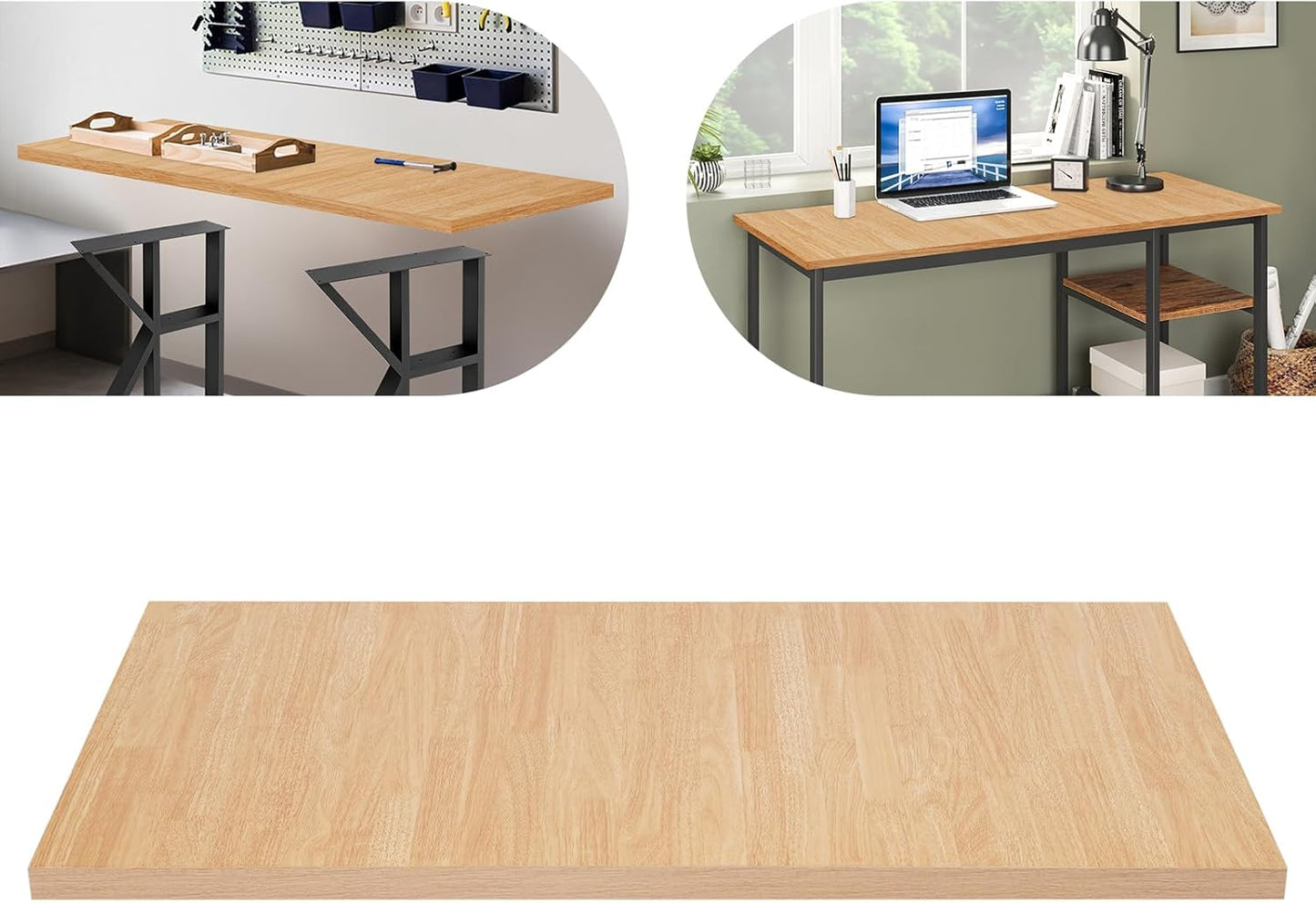 Butcher Block Countertop | 47x24in Wood Board Countertop | DIY Washer Dryer/Island/Kitchen Counter-top | countertop Cutting Board | 1102lbs Load Capacity | Wood Color | NO Base Legs, 1.38in Thick