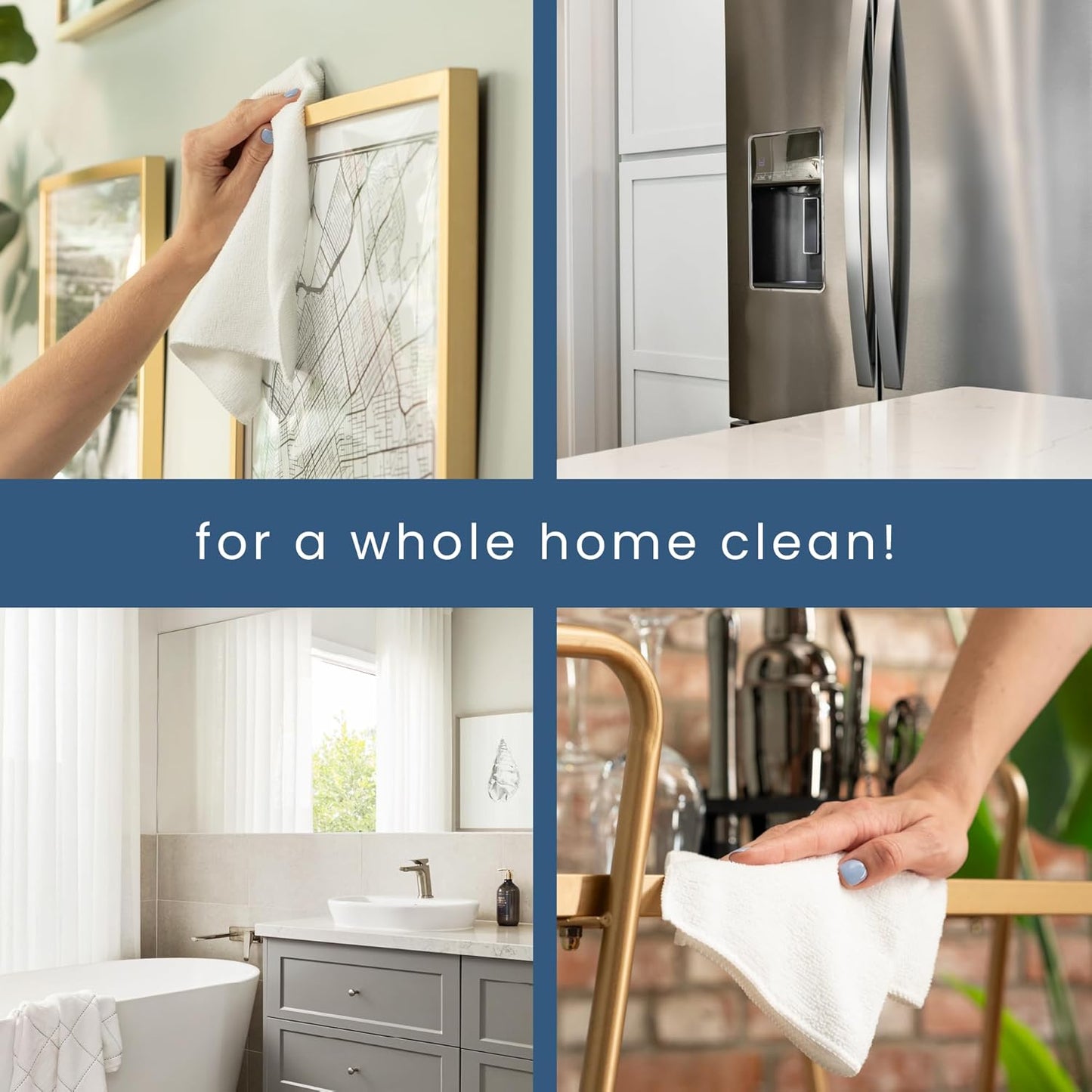 S&T INC. 50 Pack Microfiber Cleaning Cloth, Bulk Towels for Home, Reusable Microfiber Towels for Cars, Cleaning Rags, White, 11.5 Inches x 11.5 Inches, 50 Count