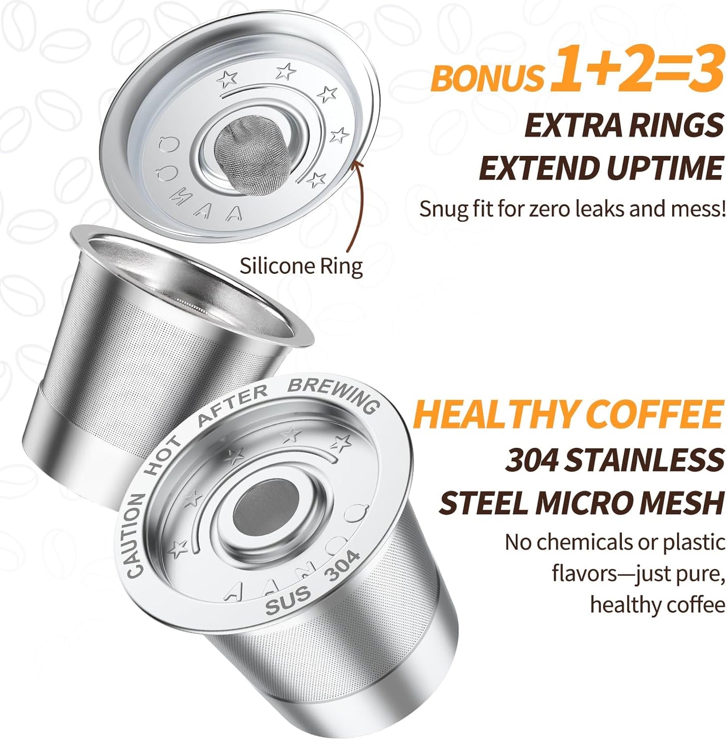 4 Pack K Cup Reusable Coffee Pods for Keurig: Stainless Steel Refillable K Cup - Reusable Coffee Filter for Keurig 1.0 Coffee Maker, Permanent, Eco-Friendly, BPA-Free