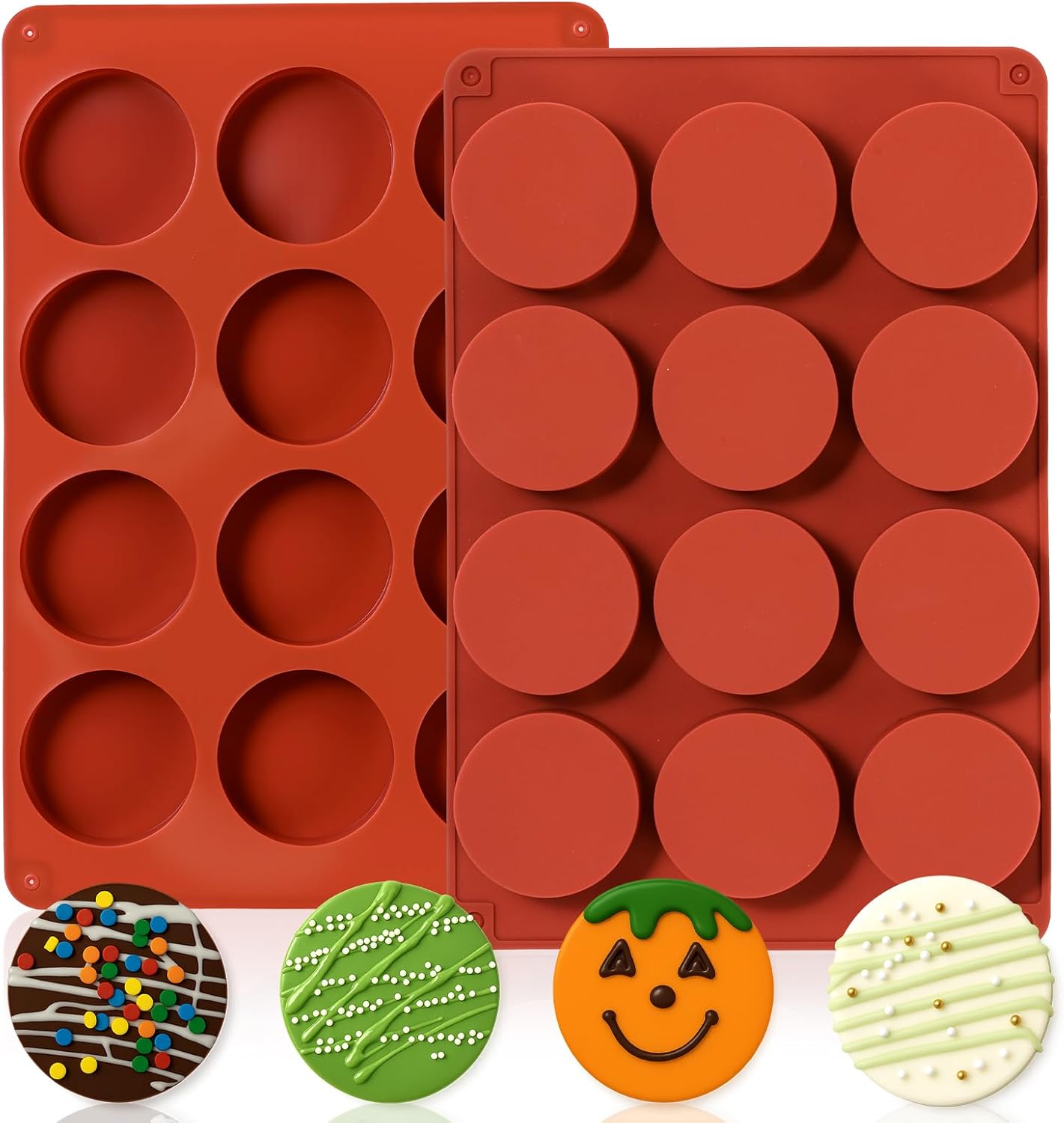 Oreo Silicone Molds 2 PCS, 12 Cavity Cylindrical Chocolate Covered Oreos Cookie Mold, Baking Mold for Oreo, Chocolate, Cookie, Candy, Mini Cake, Jelly