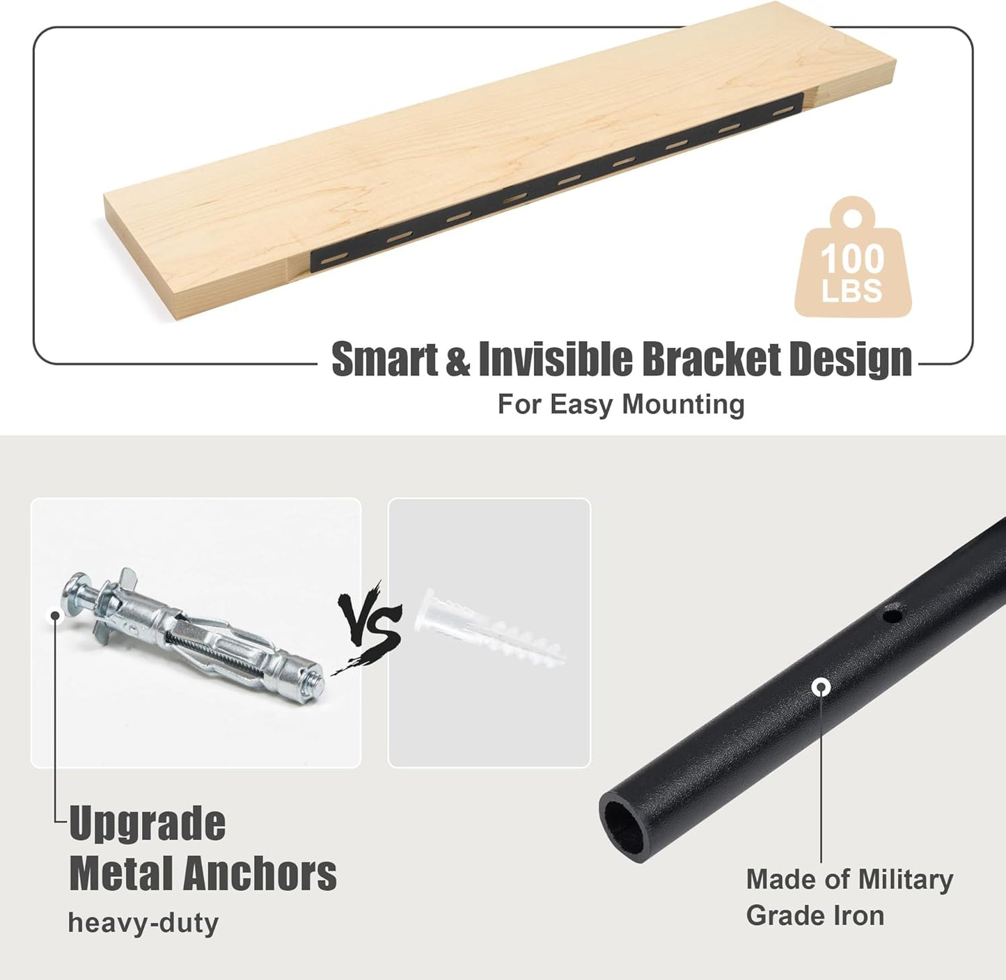 Floating Shelves for Wall, USA-Sourced Maple Wood 36 Inch Long Wall Shelves Set of 2, Natural Wooden Mounted Picture Ledge Shelf, Nursery Book Storage Shelf Kids Bookshelf, Display Shelf