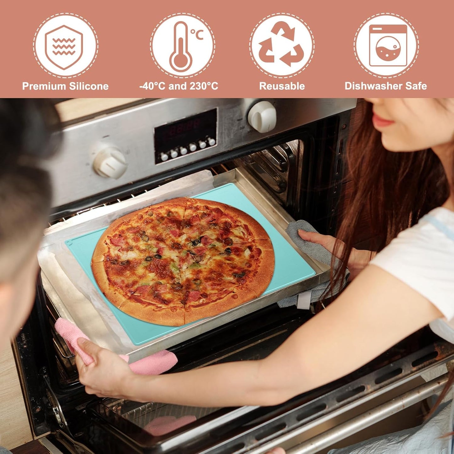 uxcell Silicone Pastry Mat, 19.7" x 15.8" Silicone Baking Mat with Measurements, Non-Stick Dough Rolling Mat for Making Pastry Cookies Bread Pizza Purple