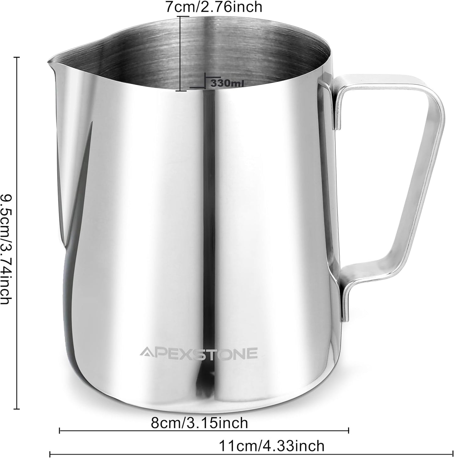 Apexstone 12 oz Espresso Steaming Pitcher, Coffee Milk Frothing Cup, Coffee Steaming Pitcher 12 oz/350 ml
