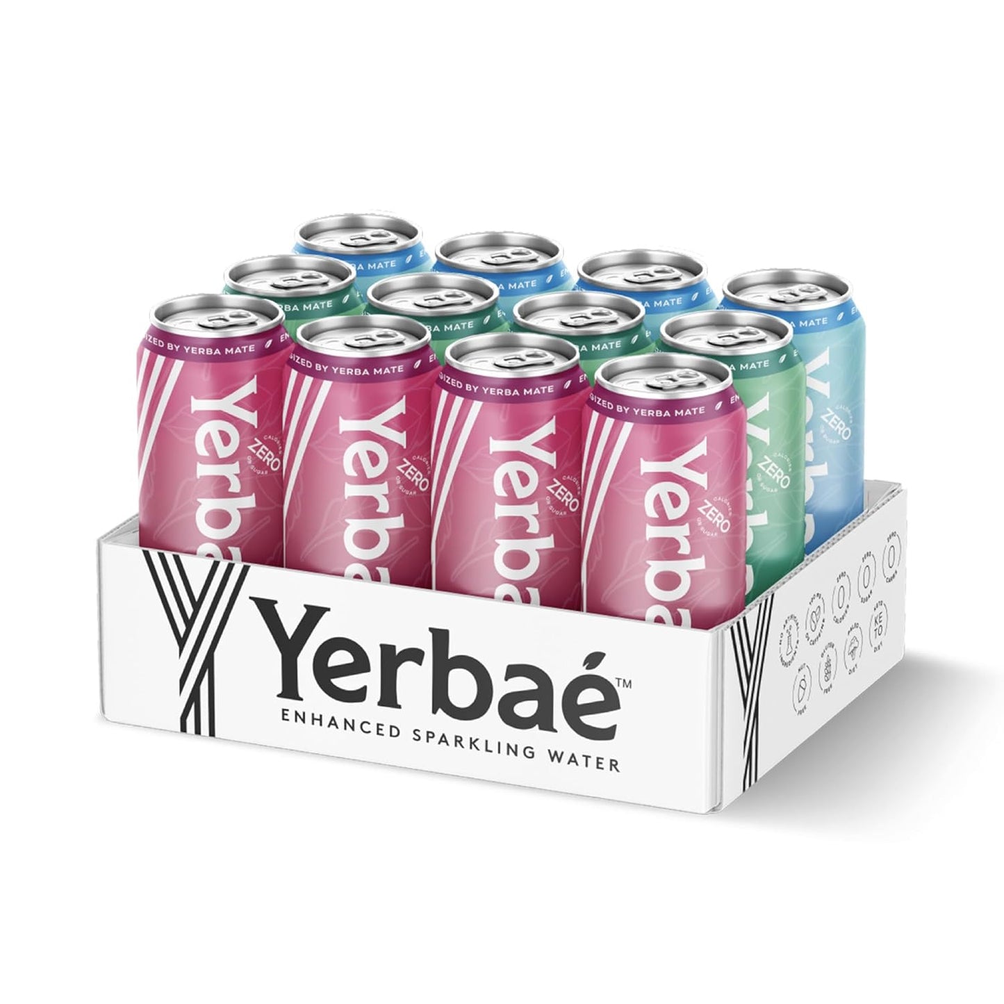 Yerbaé Energy Beverage - Variety Power Pack, 0 Sugar, 0 Calories, 0 Carbs. Yerbae is Energized by Yerba Mate, Plant-Based, Healthy Alternative to Sugary Energy Drinks, 16oz cans (12 Pack)