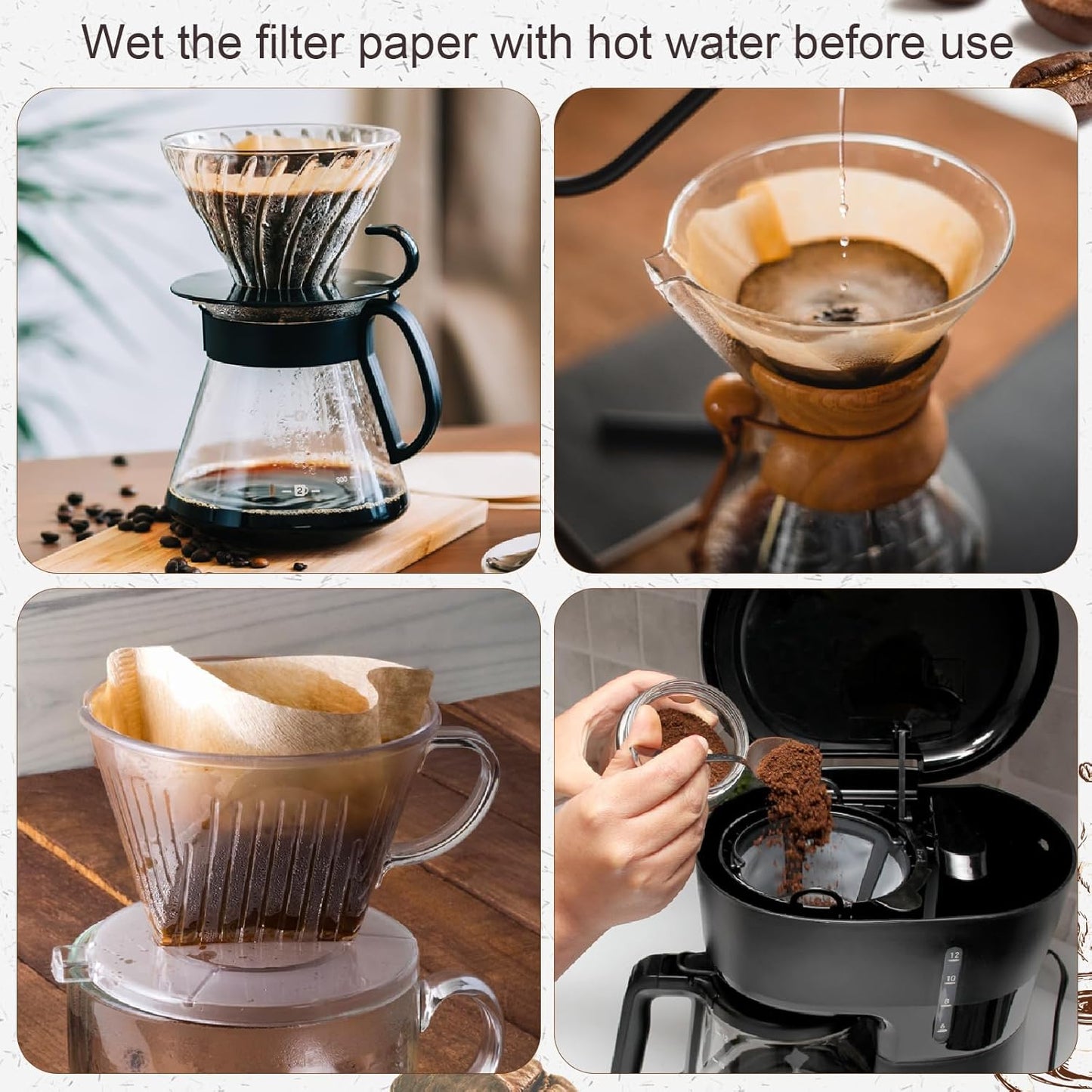 (Prudiut) 360 Count #4 Cone Coffee Filters 8-12 Cups, Disposable Natural Coffee Filters 4 Cone Paper Unbleached 4 Filters Paper Compatible with Ninja, Drip and Pour Over Coffee Maker