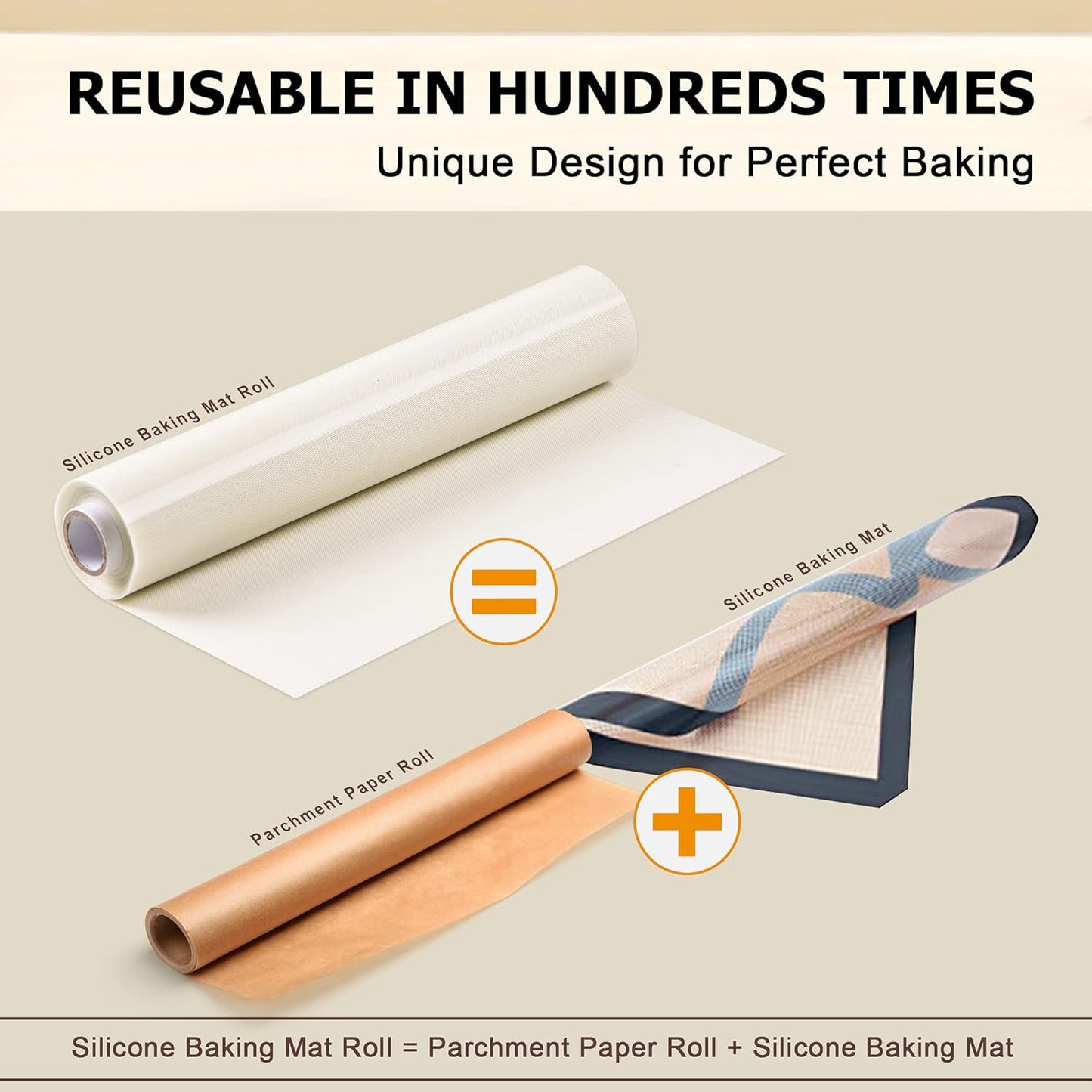 Silicone Baking Mat Roll - Best German Silicone - Non-slip Silicone Pastry Mat, Non-Stick Reusable Air Fryer Linner, Counter Mat, Oven Liner, Freeze Dryer Mat - 12IN x 13.3FT