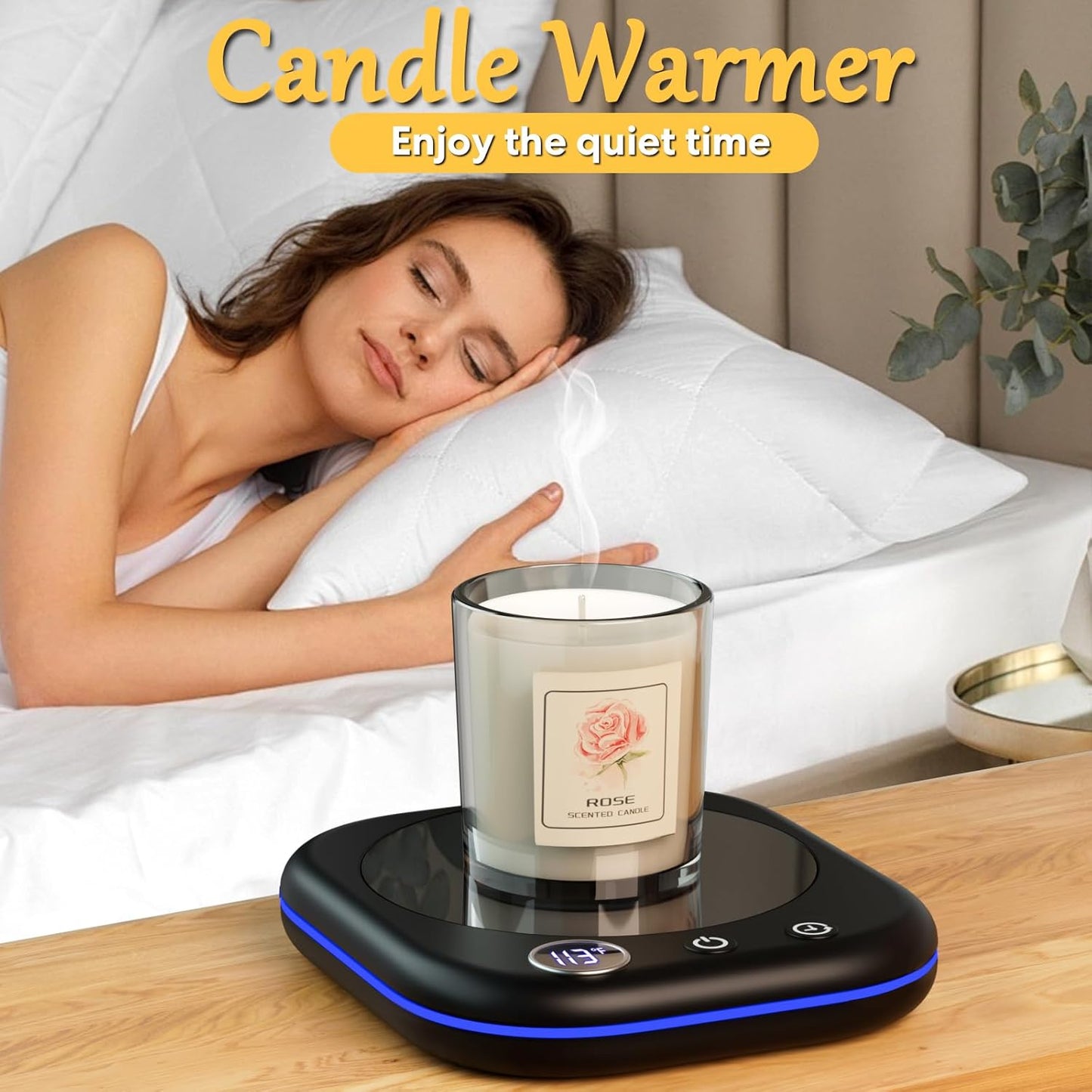 Mug Warmer Upgraded,Coffee Mug Warmer for Desk LEDs Light 3 Temp Settings (113-167°F) 1-12H Timer 4 H Auto Shut Off Beverage Cup Candle Warmer for Coffee Tea Milk(Black)