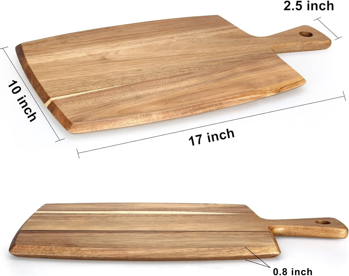 Best Acacia Wood Cutting Board with Handle Wooden Charcuterie Board Kitchen Chopping Boards for Bread Meat Cutting boards Fruit Cheese Serving Board Butcher Block Carving Board, 17" x 10"