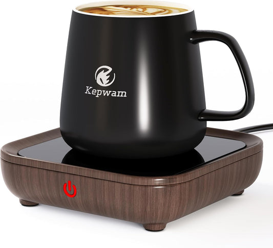 Coffee Mug Warmer & Kepwam Mug Set, Excellent Heating & Highest Temp Setting & Light Indicator, Coffee Warmer for Desk 6H Auto Shut Off, Cup Warmer Plate for Beverage, Gifts for Dads, Fathers
