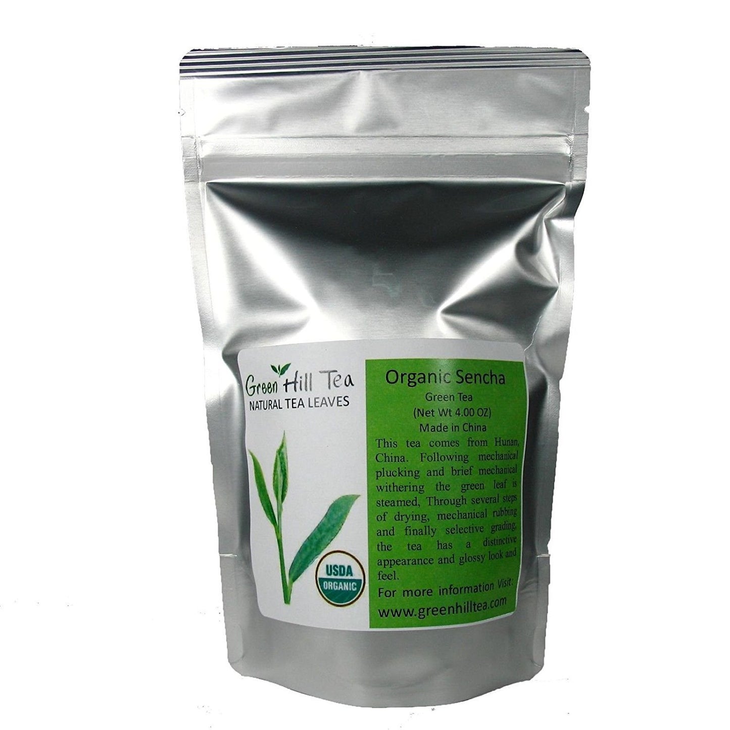 Greenhilltea premium green tea, organic sencha fresh up with high antioxidants 4 OZ