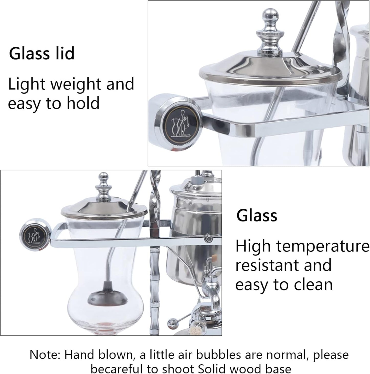 LOYALHEARTDY Vintage Siphon Coffee Maker, Belgian Luxury Syphon Coffee Machine with Royal Family Temperament, Silver Retro Royal Family Balance Siphon Coffee Maker Siphon Brewer Vintage Coffee Pot