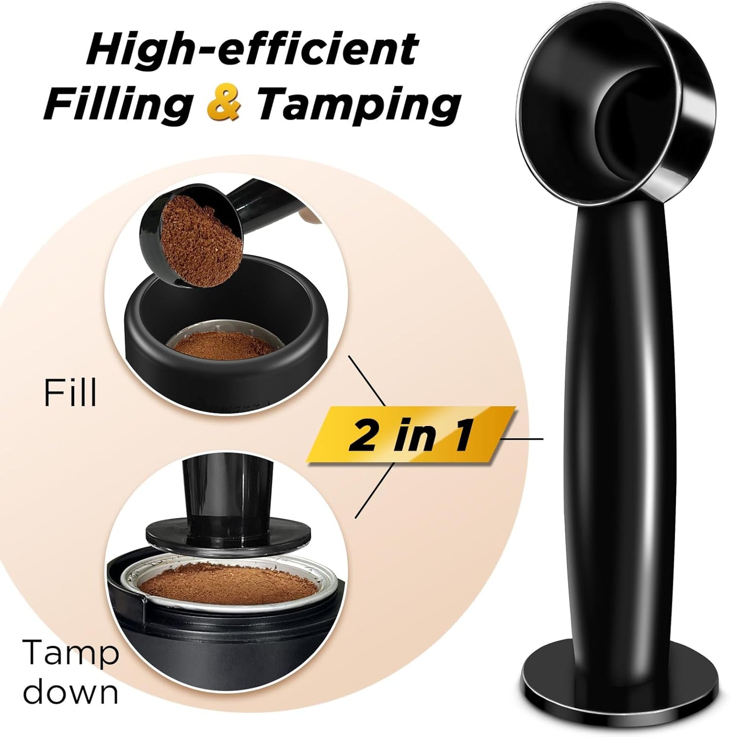 CAPMESSO Reusable Vertuo Pod Refill Kit, Faster Seal Reusable Nespresso Vertuo Pods with Fill & Press Brush,100pcs Aluminum Foil Lids for Refillable Nespresso Pods Vertuo