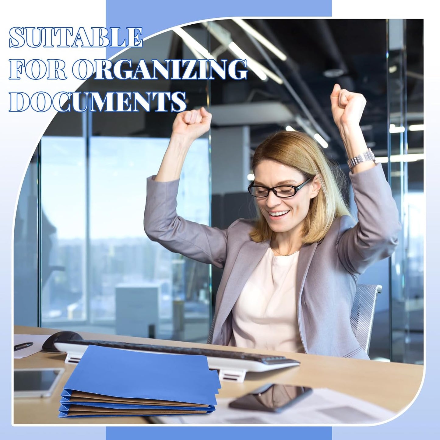 36 Pcs Classification Folders Letter Size,Back to School Supply for Teacher, Student, 2 Pocket Dividers Pressboard File Folder Bulk with 2 Fasteners,2 in Expanding File Organizer (Dark Blue)