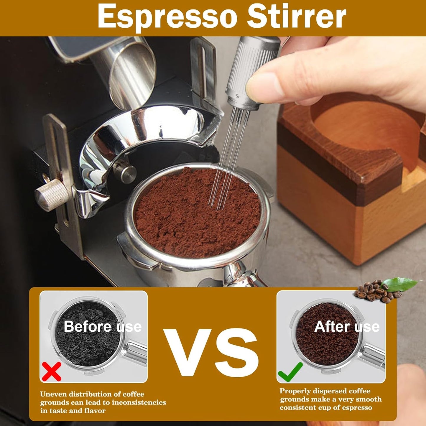 58mm Espresso Accessories Kit,Wdt Tool Espresso,Solid Espresso Tamper,Dosing Funnel and Coffee Puck Screen,Silicone Tamper Mat,0.4mm Stainless Steel 6pin Espresso Stirrer,Barista Tools Espresso Kit