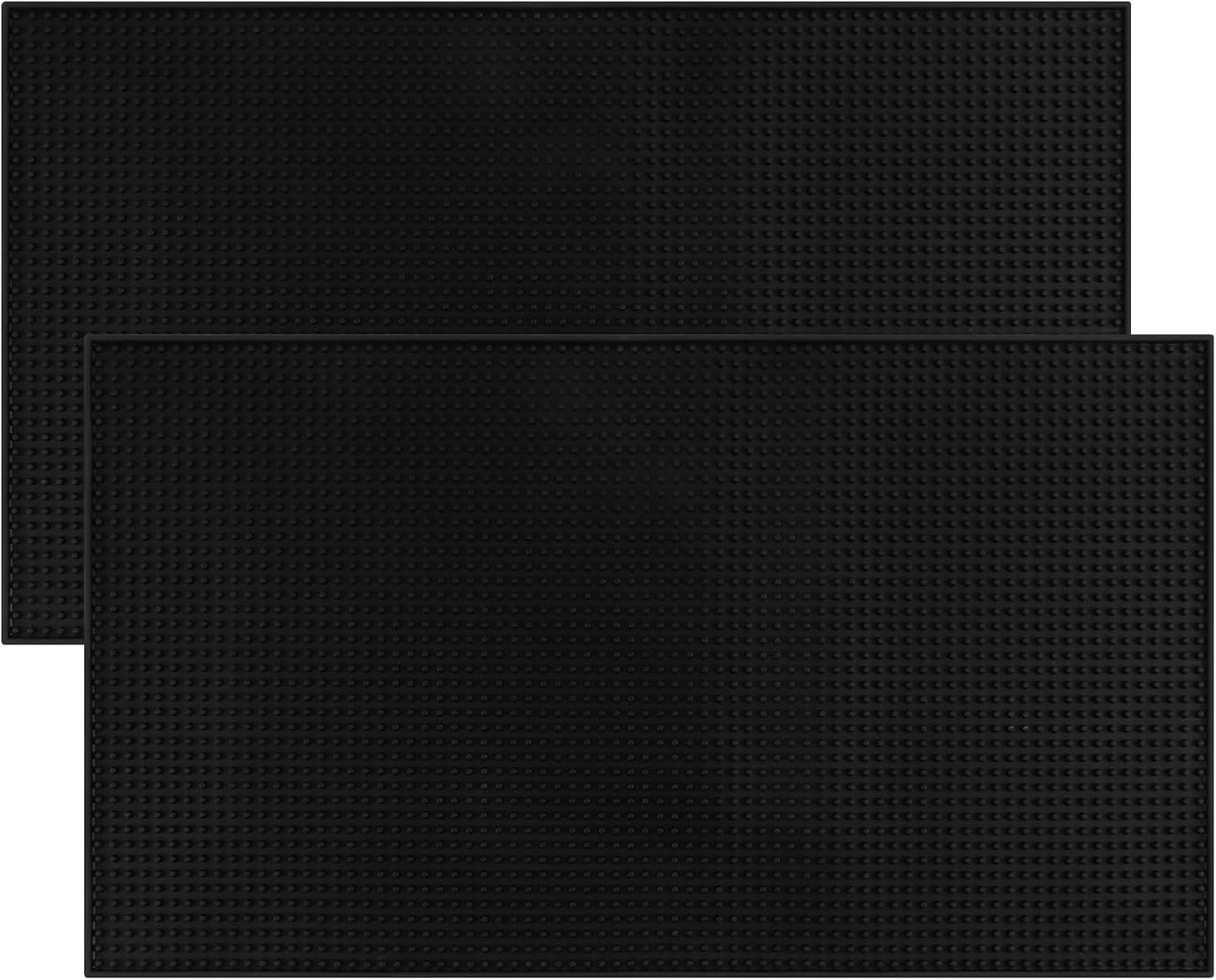 Extra Large (28 inch by 16 inch) Thick Rubber Service Bar Mat for Home Kitchen Counter Mat, Bartender Bar Mat, Dish Drying Mat, 2 Packs Black