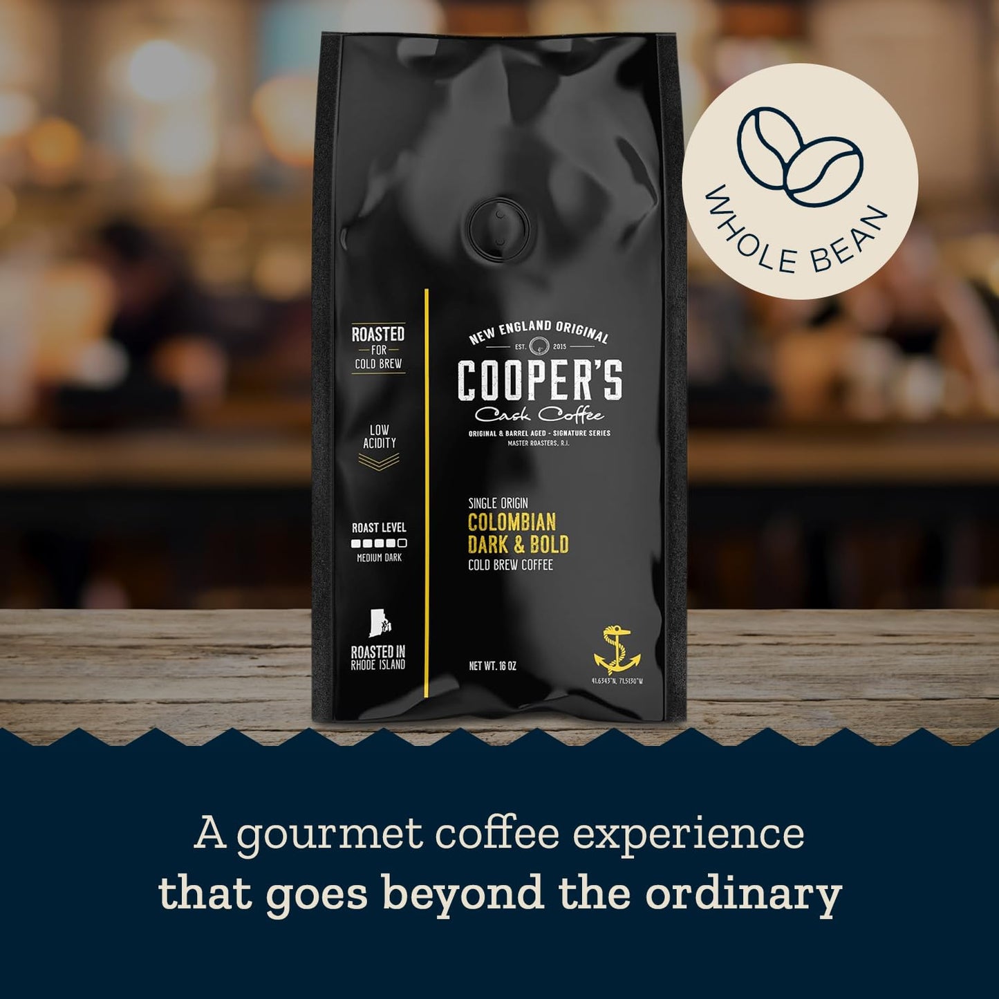 Cold Brew Coffee Colombian Reserve Single Origin Coarsely Whole Bean Coffee - 5 lb. Bag - Dark Roast