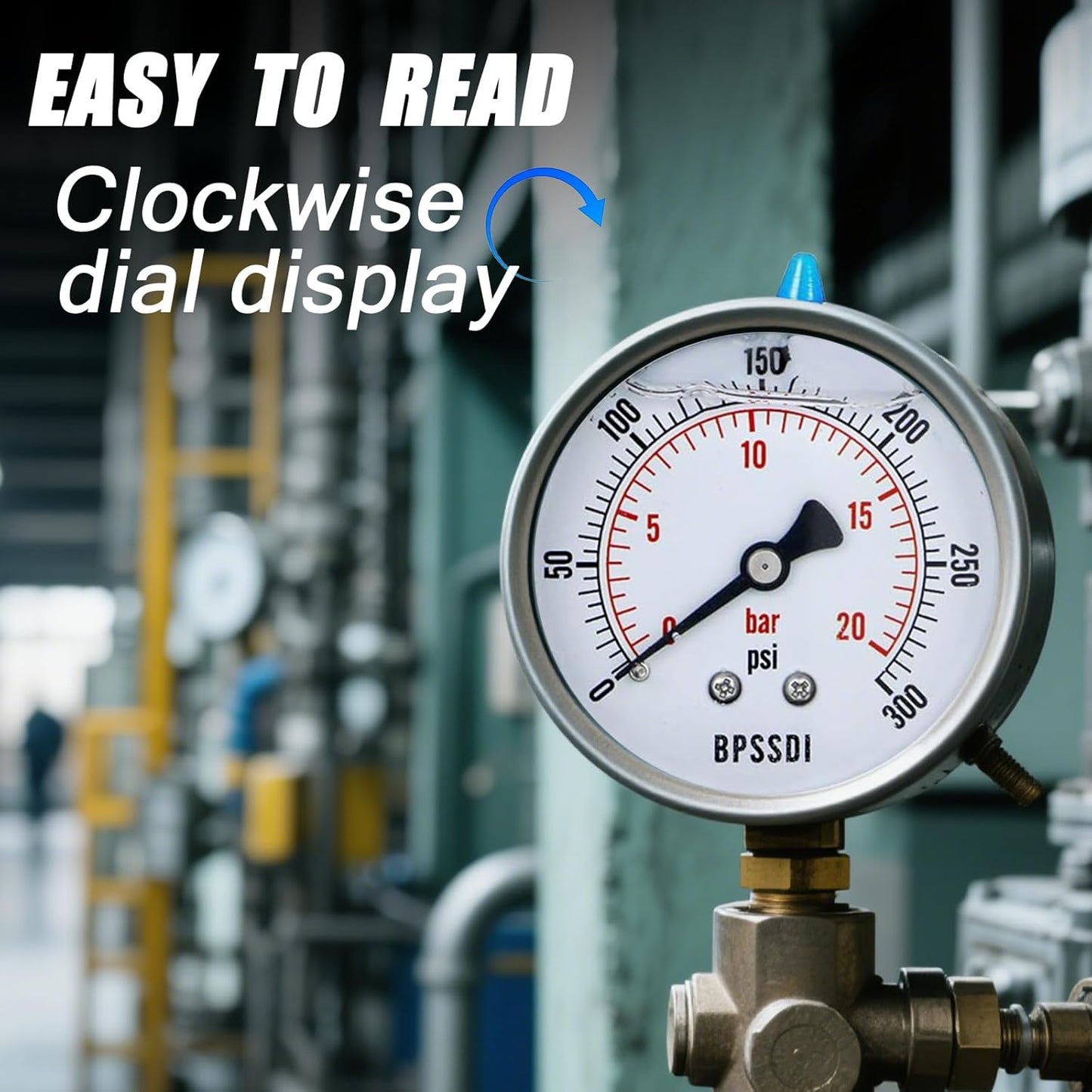 0-300 Psi Glycerin Liquid Filled Pressure Gauge, 2.5" Dial Size, 1/4" NPT Lower Mount, 304 Stainless Steel Case, for Pool Pump Sand Filter Air Compressor, Water Oil Air Pressure Test