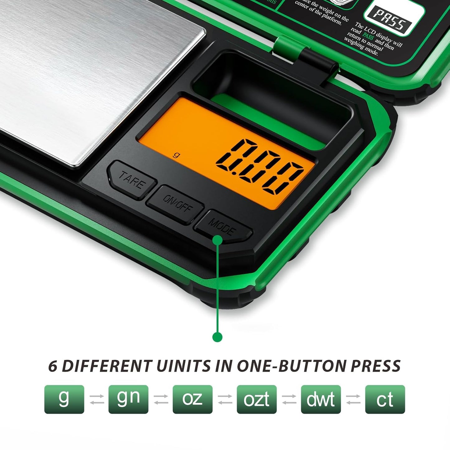 Precision Pocket Scale, 200gx0.01g Jewelry gram Scale, Digital Food Scale with LCD Display, one-Click Conversion 6 Units, Mini Scale for Kitchen/Powder/Coffee/Coins(Battery Included)