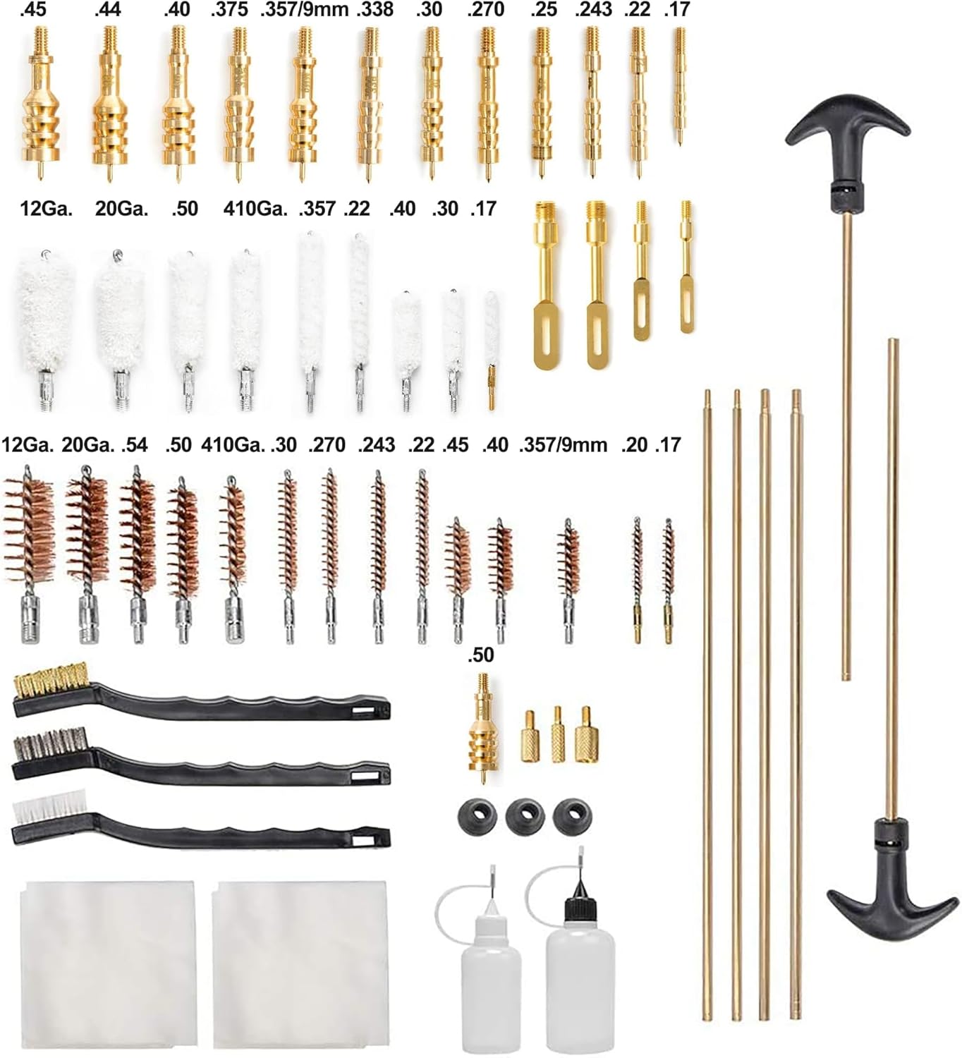 GLORYFIRE Gun Cleaning Kit Universal for Guns, Gun Brushes for Pistol, Handgun, Shotgun, Elite Brass Rods and Wire Rope, Hunting Gear Gun Accessories for Men