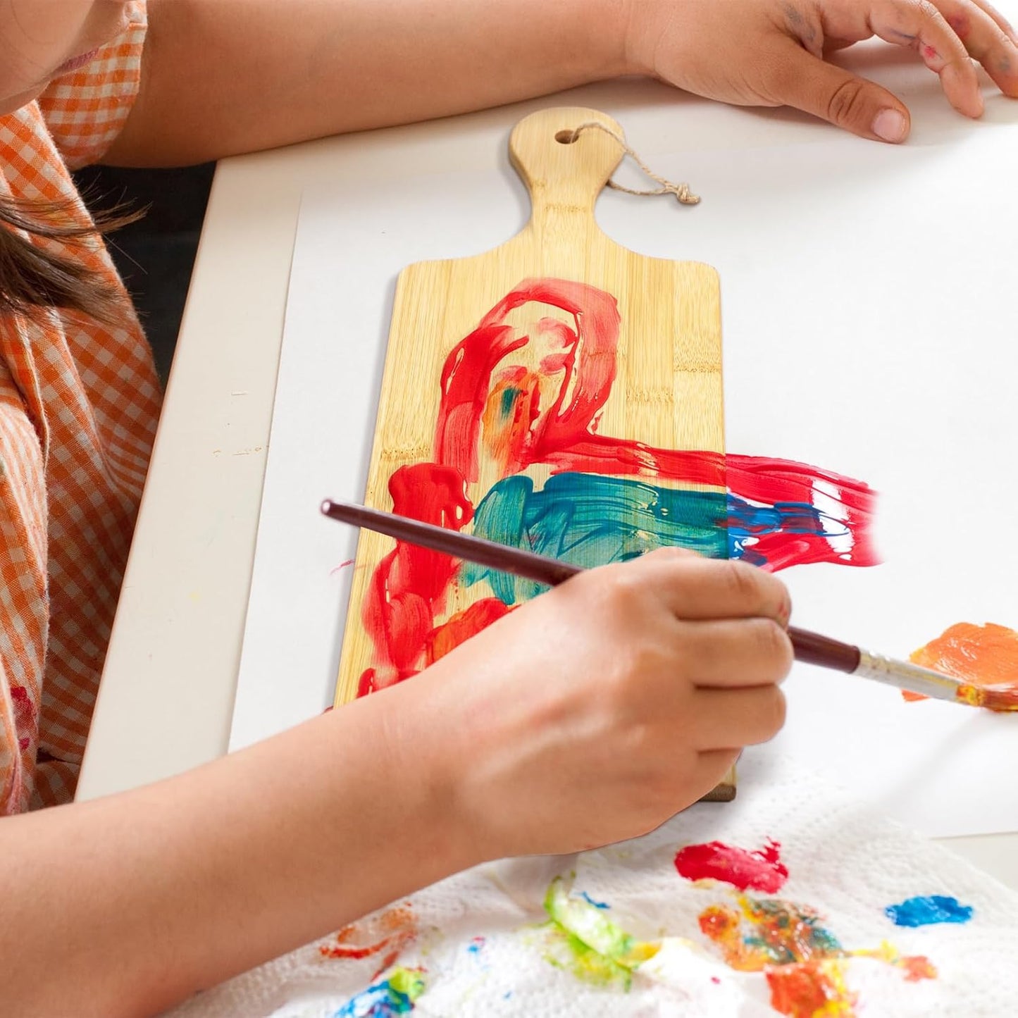 Patelai 12 Packs Wooden Cutting Board Set with Handles Large Kitchen Serving Plain Chopping Board Bulk Gifts for Mom for Vegetables Meat Pizza Cheese Fruit Bread(Bamboo,17 x 6 Inch)