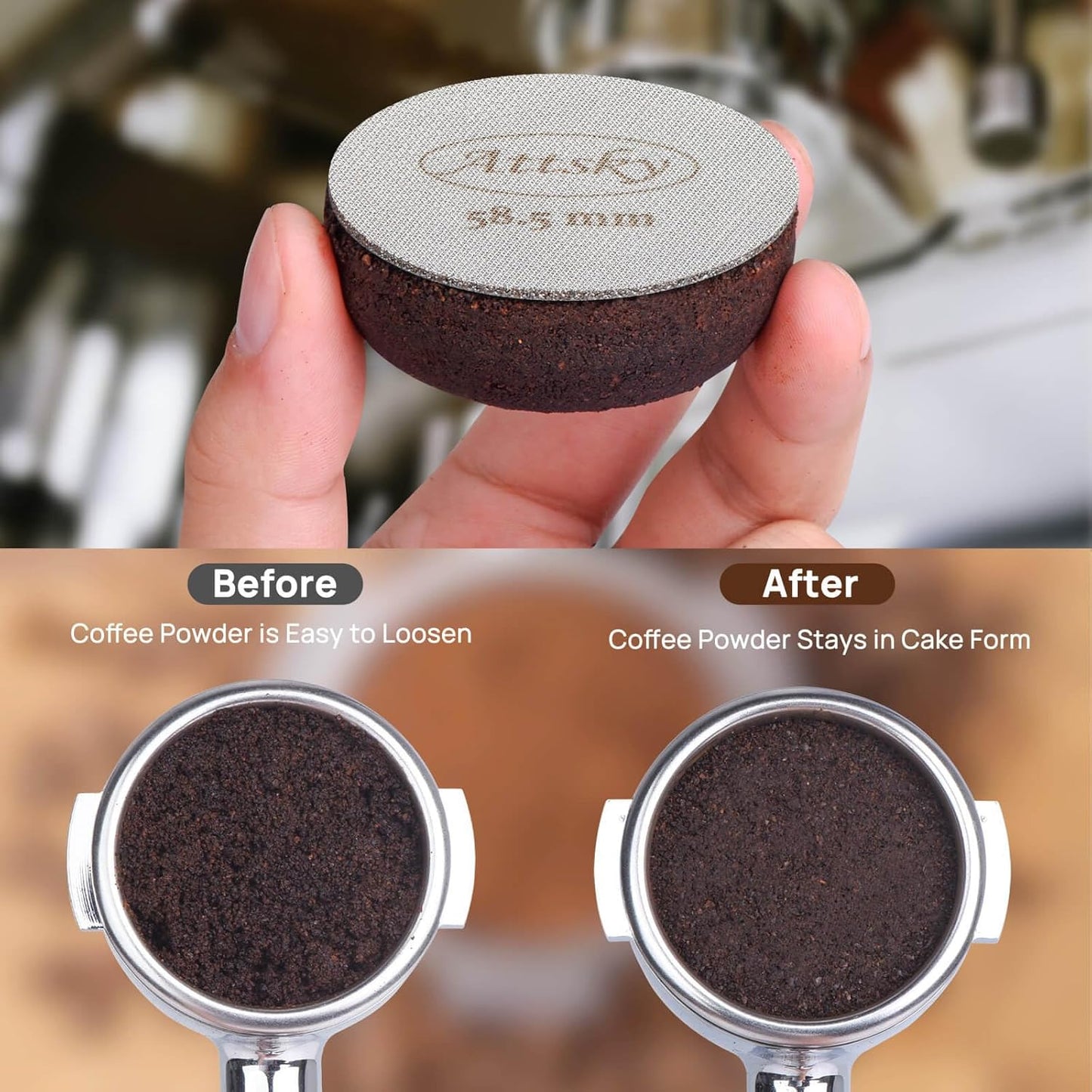 58.5mm Espresso Puck Screen, Espresso Filter for 58mm Portafilter Filter Basket, Reusable Espresso Screen with 1.7mm Thickness 150μm 316 Stainless Steel