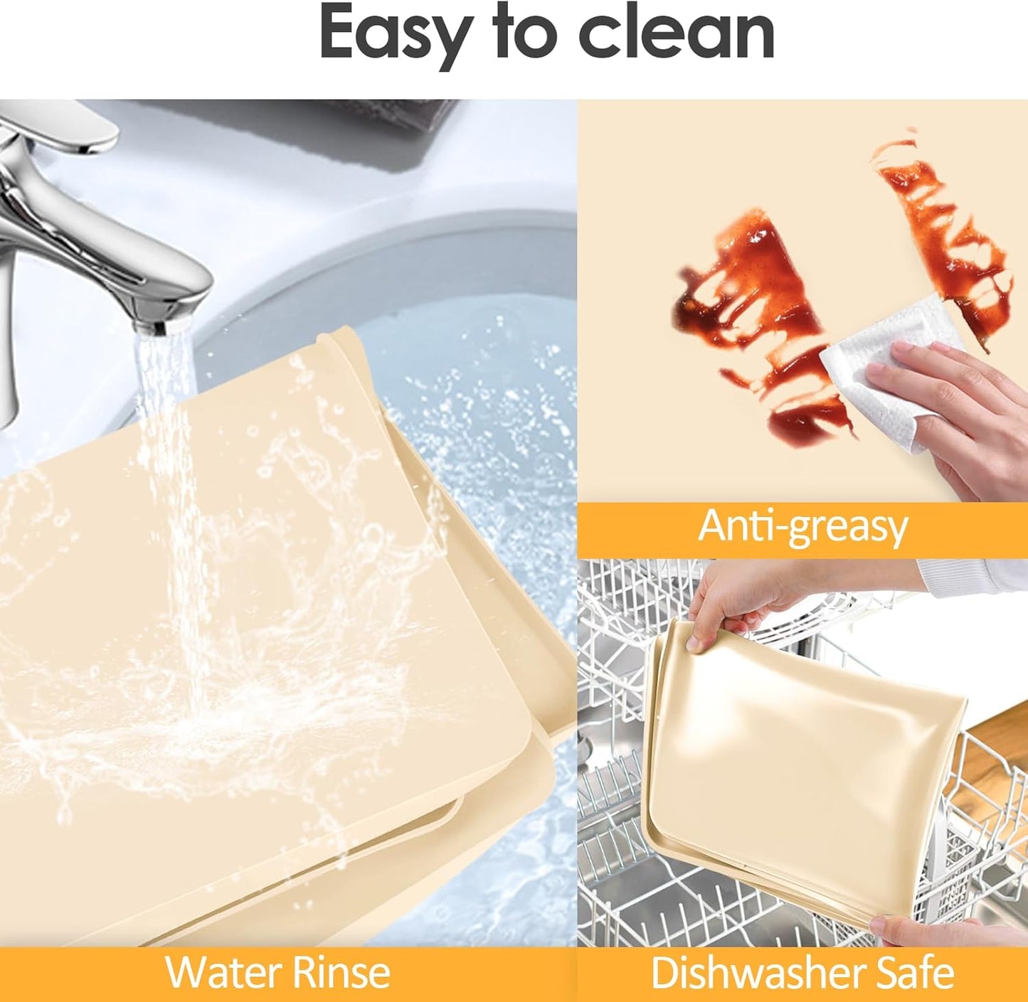 TOHONFOO Silicone Coffee Maker Mat with Lip, 19.7'' x 15'' Heavy Duty Coffee Maker Mat for Countertops, Coffee Tray Fit Under Coffee Machine Appliance Automatic Machines Espresso Accessory, Beige